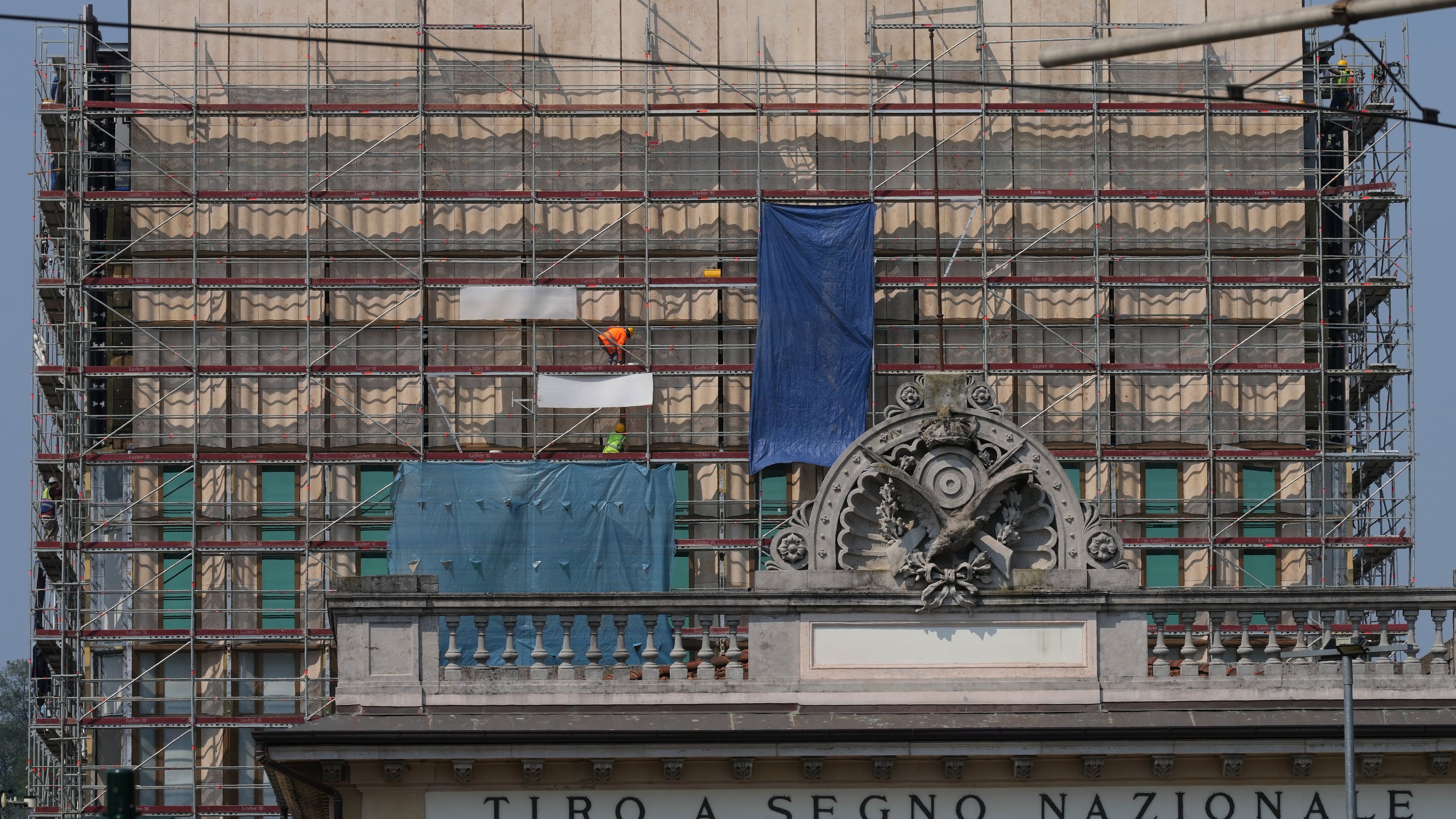 A view of the construction site of the new U.S. Consulate in Milan, Italy, Monday, June 8, 2026, which is under investigation for alleged exploitative labor practices. (AP Photo/Antonio Calanni)