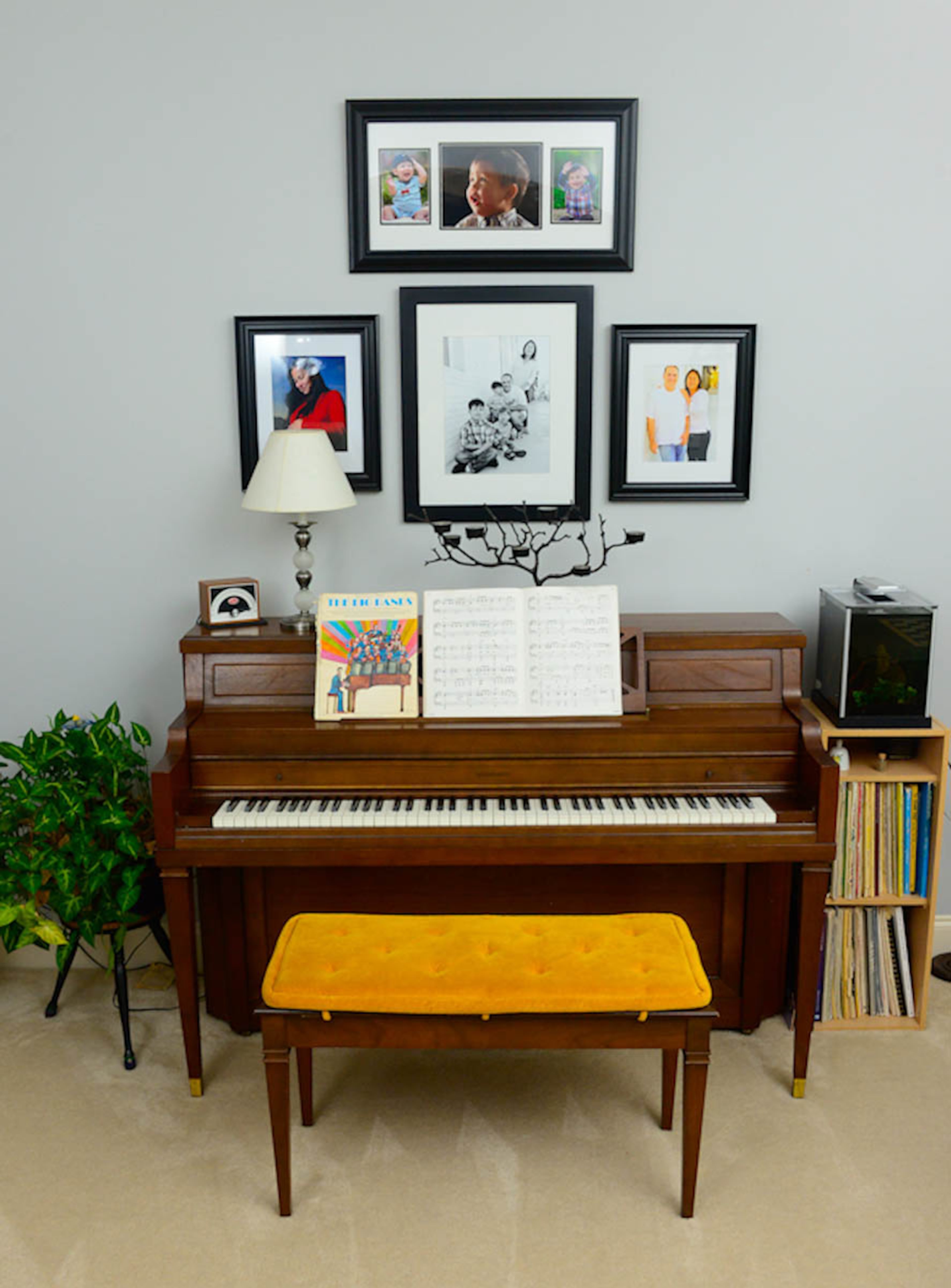 Grifenhagen Zhiss purchased the piano that anchors her family's music room when she was a college student. She still plays, and said her 5-year-old son, Benjamin, recently asked her to teach him. The music room walls are painted Passive by Sherwin-Williams, like the dining room across from it.