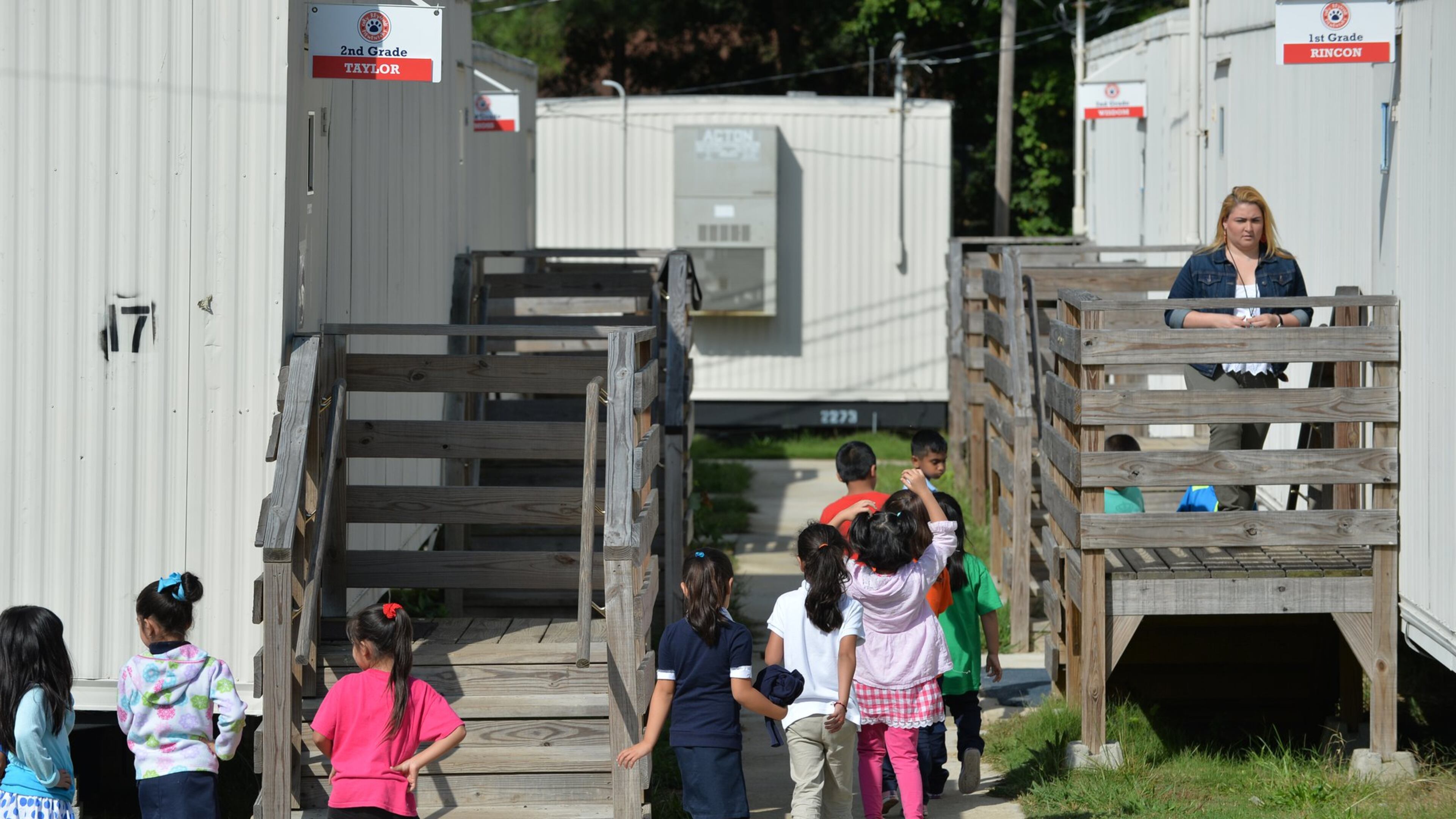 At Cary Reynolds Elementary School in Doraville, dozens of portable classrooms accommodate the overflow of students. (AJC FILE PHOTO)