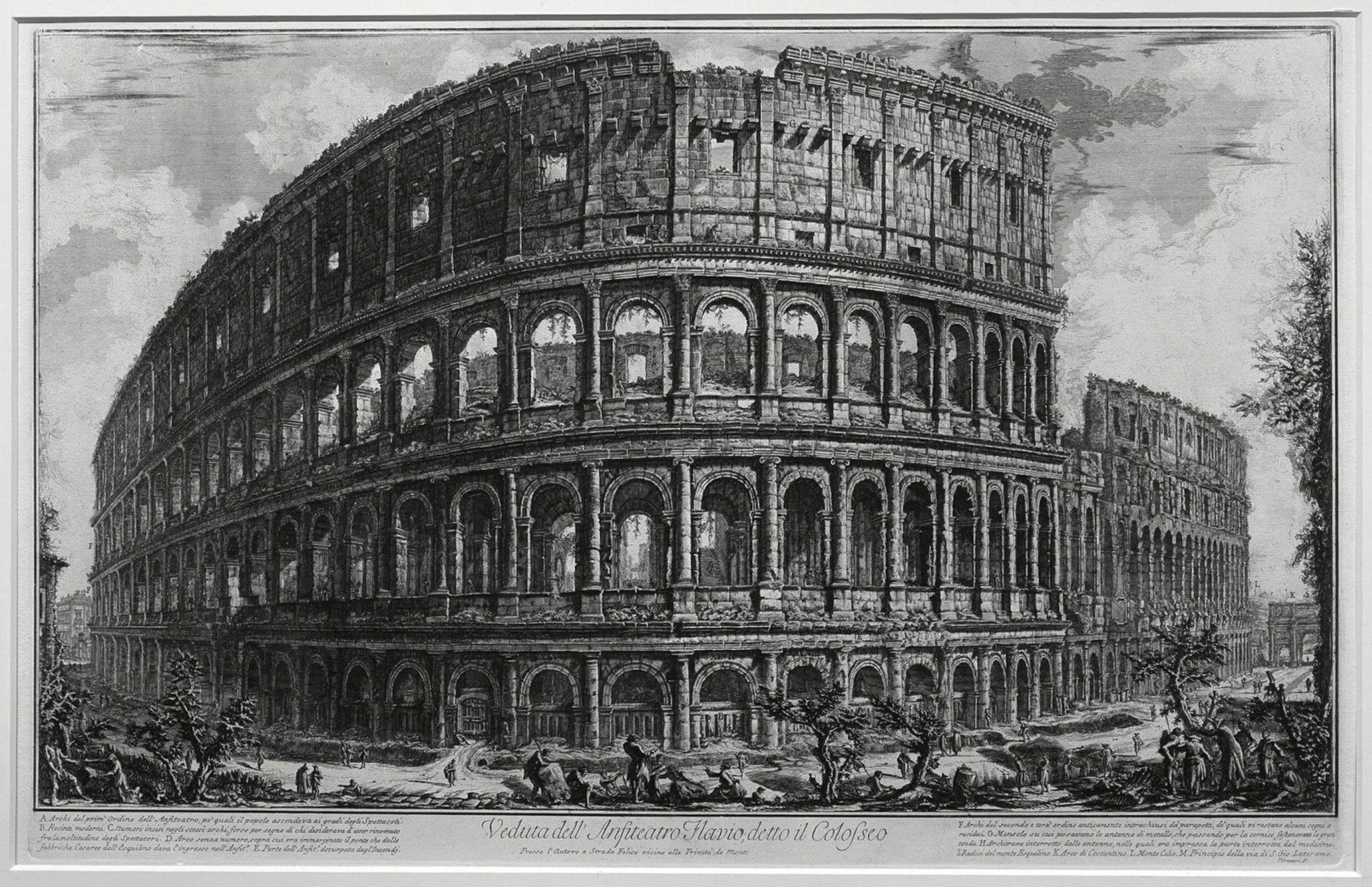 The Coliseum is one of the timeless Roman buildings seen by Renaissance travelers as well as modern tourists. Visitors to the Carlos Museum can see 130 antique depictions of Rome and take a computerized tour recreated from those etchings.