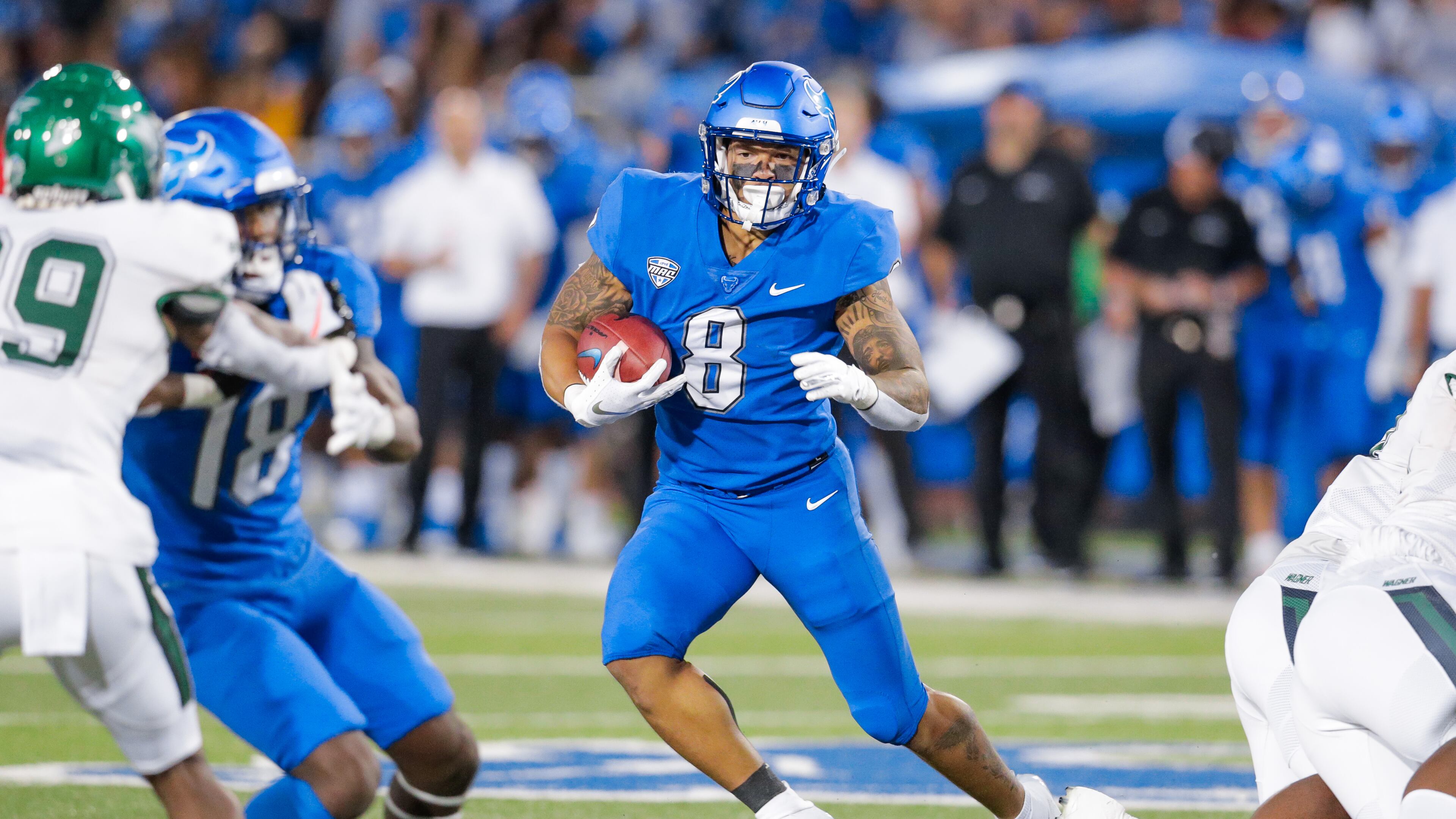 Dylan McDuffie rushed for 1,049 yards for Buffalo in 2021 before announcing his decision to transfer for Georgia Tech April 17, 2022. (Paul Hokanson/University at Buffalo)