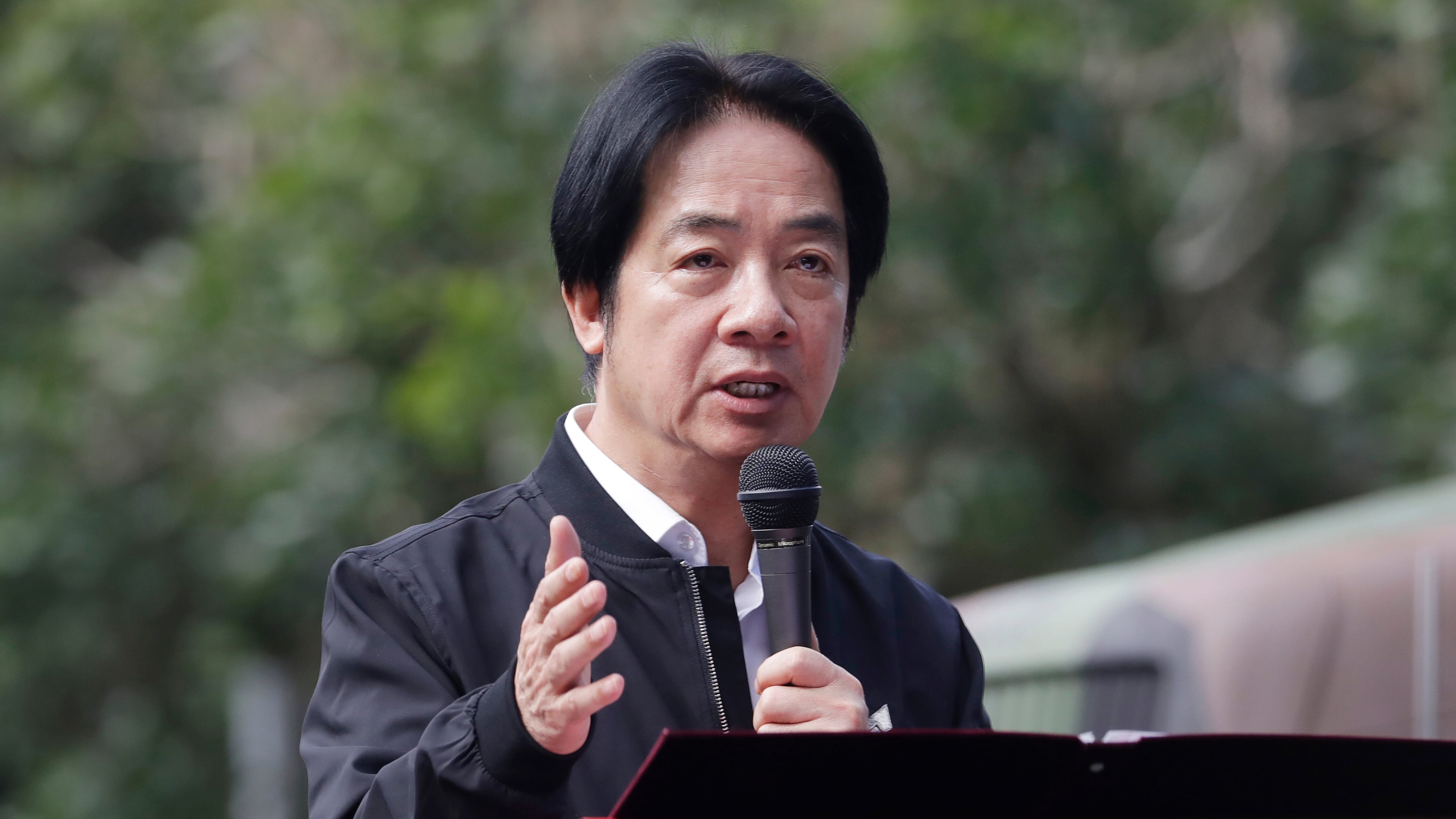 FILE - Taiwan President Lai Ching-te delivers a speech as he inspects Taiwanese reservists participating in reserve military training in Ilan County, Eastern Taiwan, Tuesday, Dec. 2, 2025. (AP Photo/Chiang Ying-ying, File)