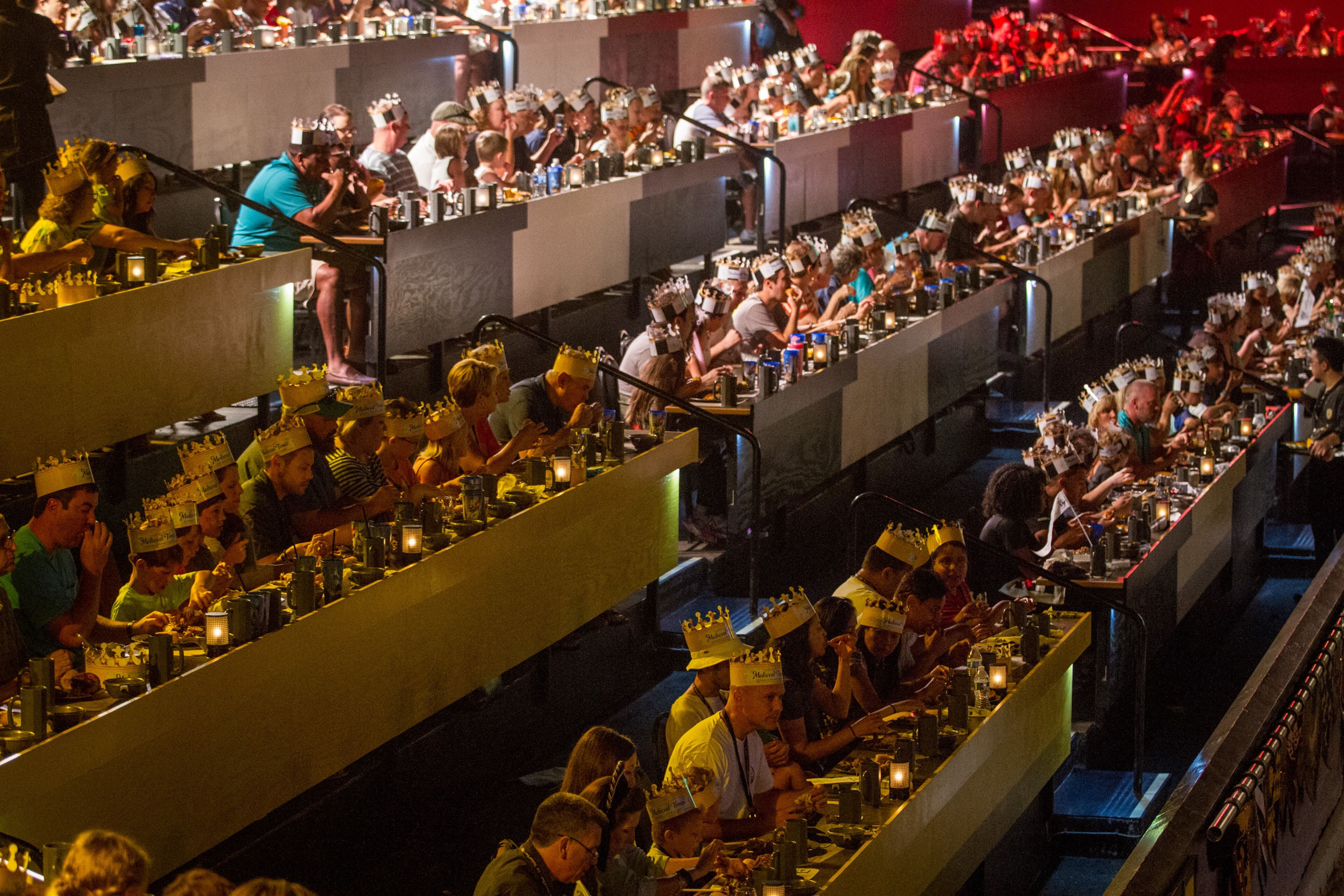 Over 800 people pack the 70,000 square foot facility to watch the entertainment during the Medieval Times Dinner & Tournament in Lawrenceville, Ga. Saturday, July 2, 2016. The show is based upon the Middle Ages. During dinner, guests experience pageantry, horsemanship, and swordplay. STEVE SCHAEFER / SPECIAL TO THE AJC