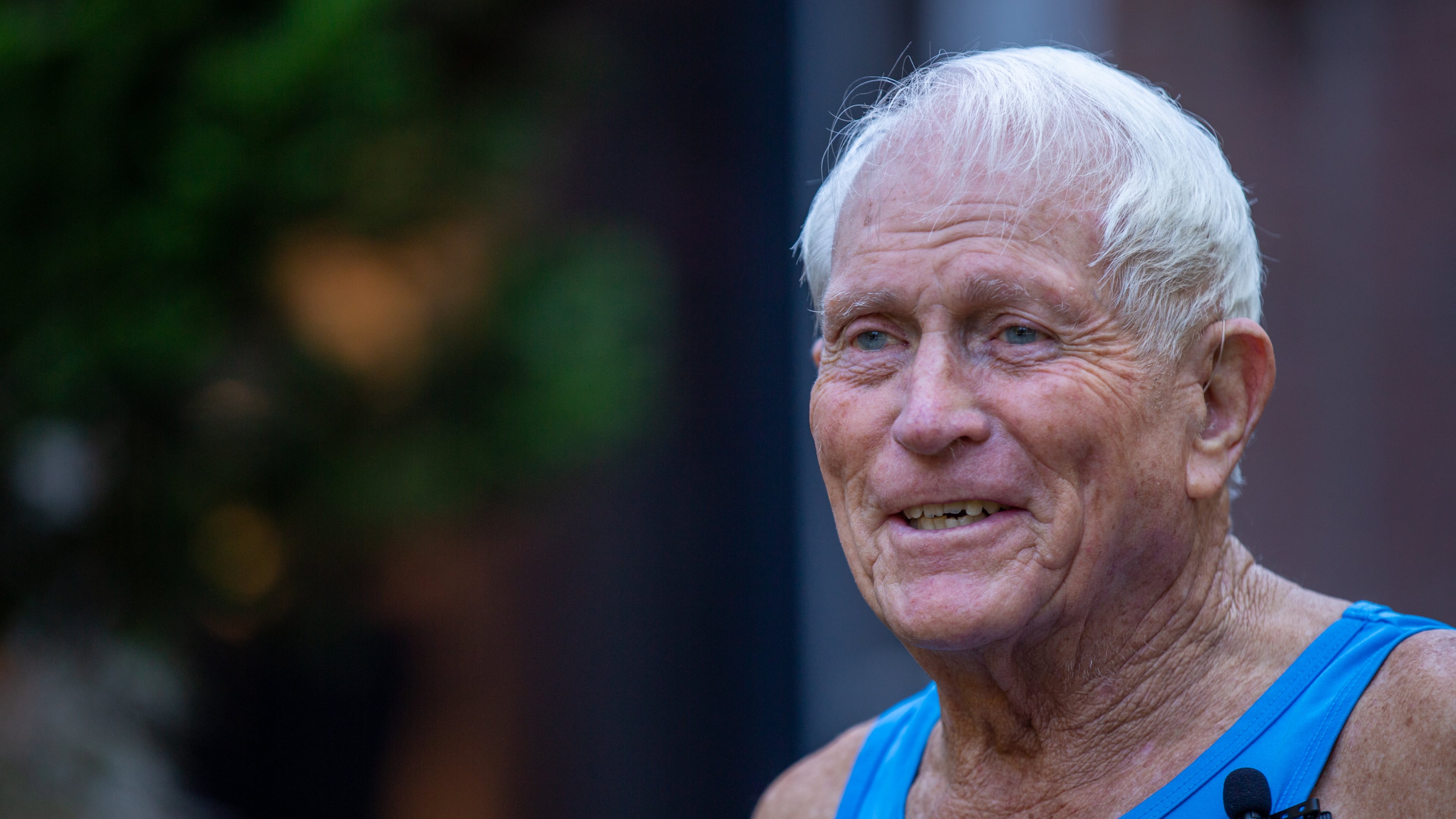 Bill Thorn speaks in an interview in Tyrone, Ga. on Tuesday, Oct. 13, 2020. Bill Thorn was presented the t-shirt for the annual Peachtree Road Race on Tuesday by the Atlanta Track Club. (Rebecca Wright for the AJC)