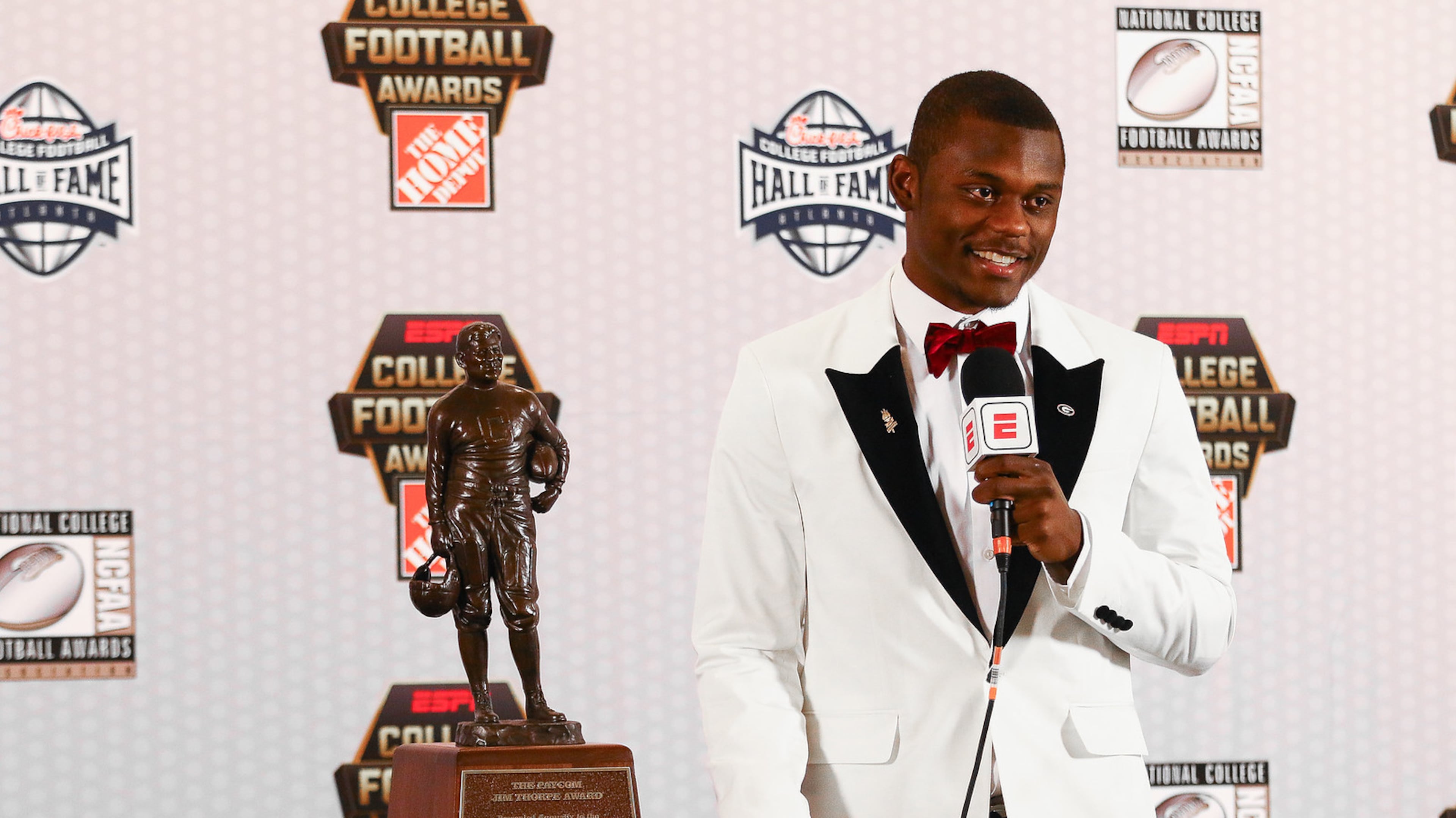 Georgia’s Deandre Baker answers questions from the media after winning the Jim Thorpe Award as the nation’s best defensive back.