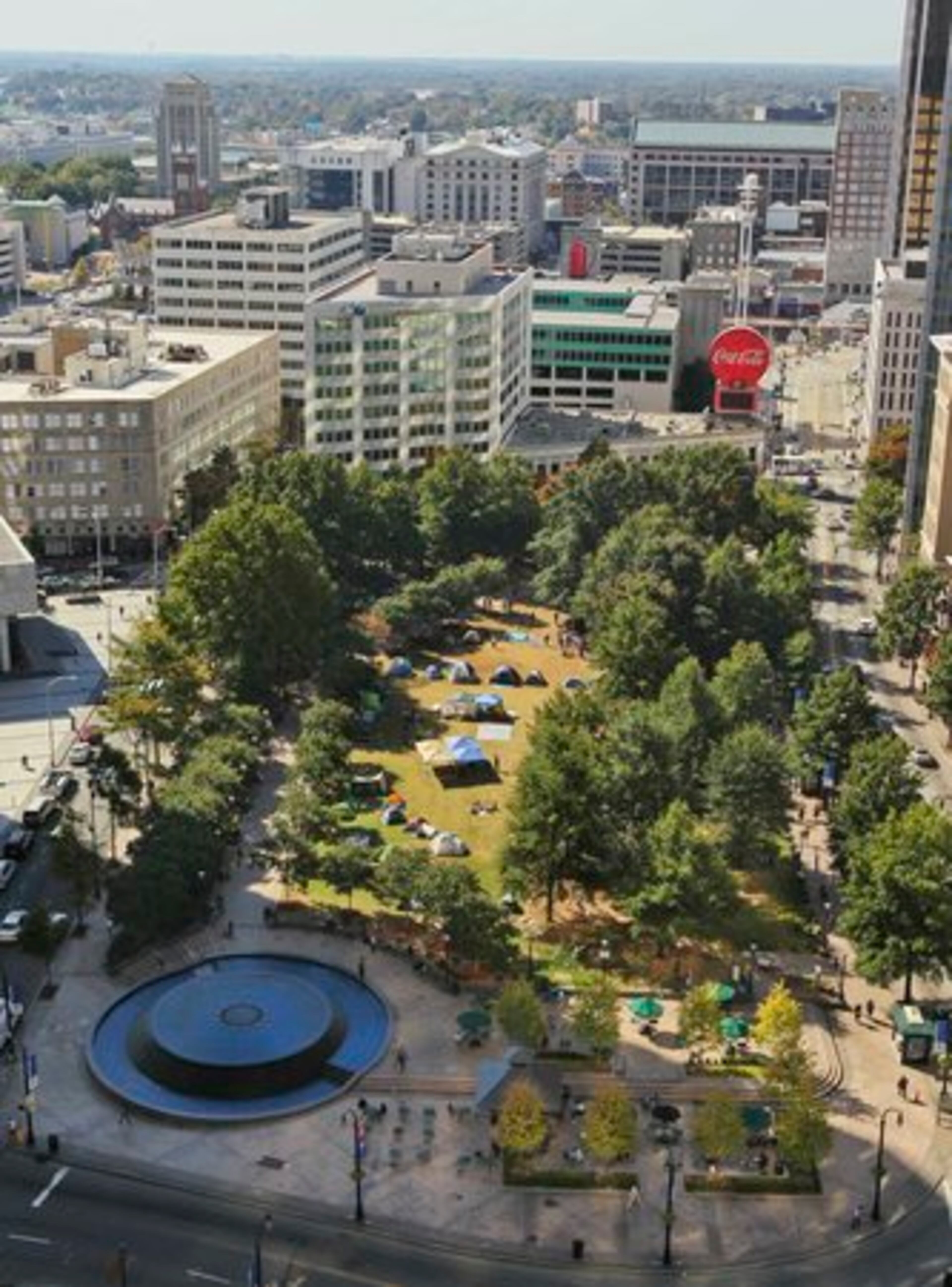 An aerial view of Woodruff Park on Monday.