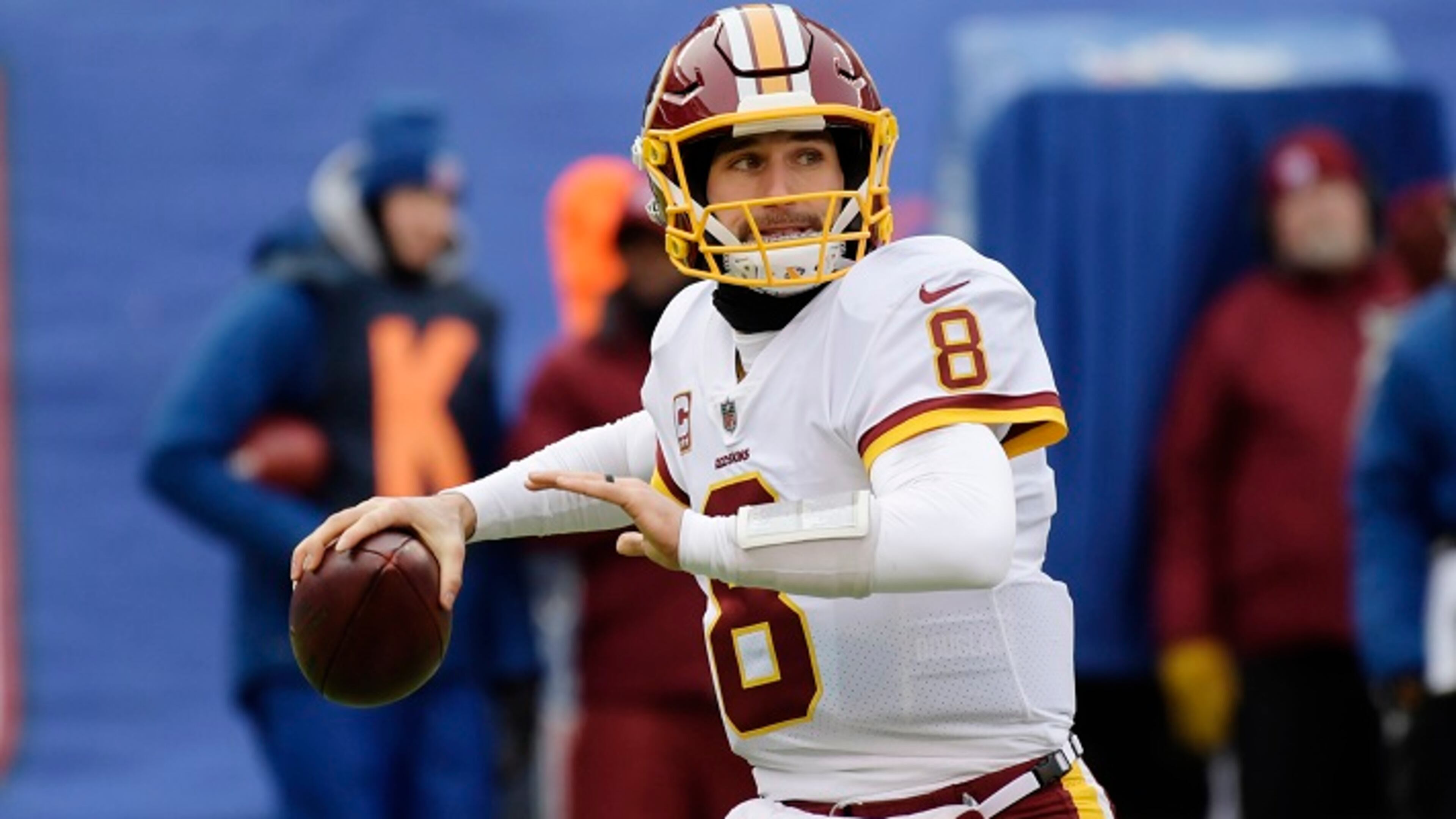 FILE - In this Dec. 31, 2017, file photo, Washington Redskins quarterback Kirk Cousins (8) throws a pass during the first half of an NFL football game against the New York Giants, in East Rutherford, N.J. The NFL's offseason features plenty of intrigue beyond where Kirk Cousins and dozens of other quarterbacks will land.
(AP Photo/Bill Kostroun, File)