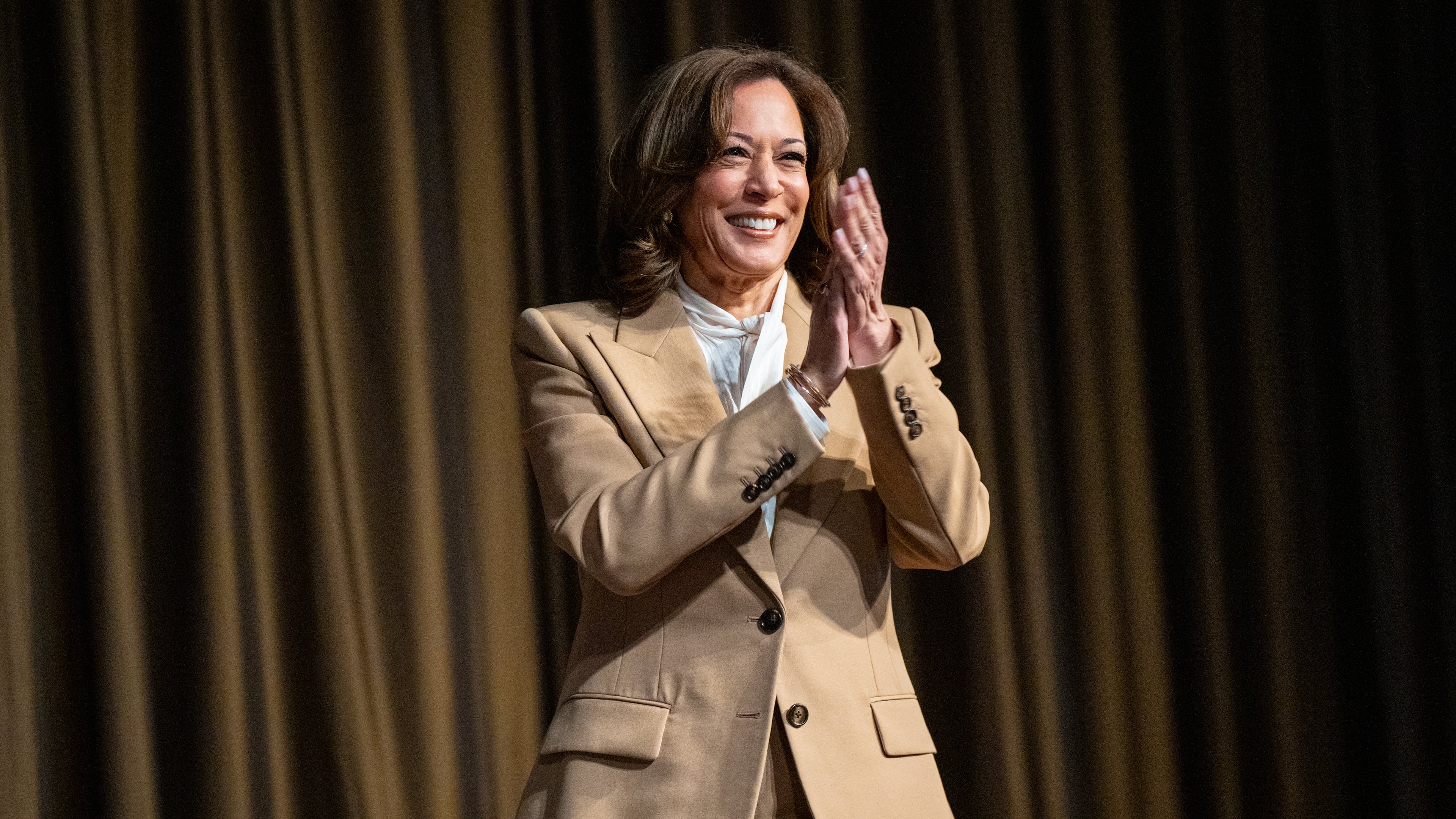 Kamala Harris, former Vice President and 2024 Presidential candidate, arrives during the National Action Network (NAN) Convention in New York, Friday, April 10, 2026. (AP Photo/Angelina Katsanis)