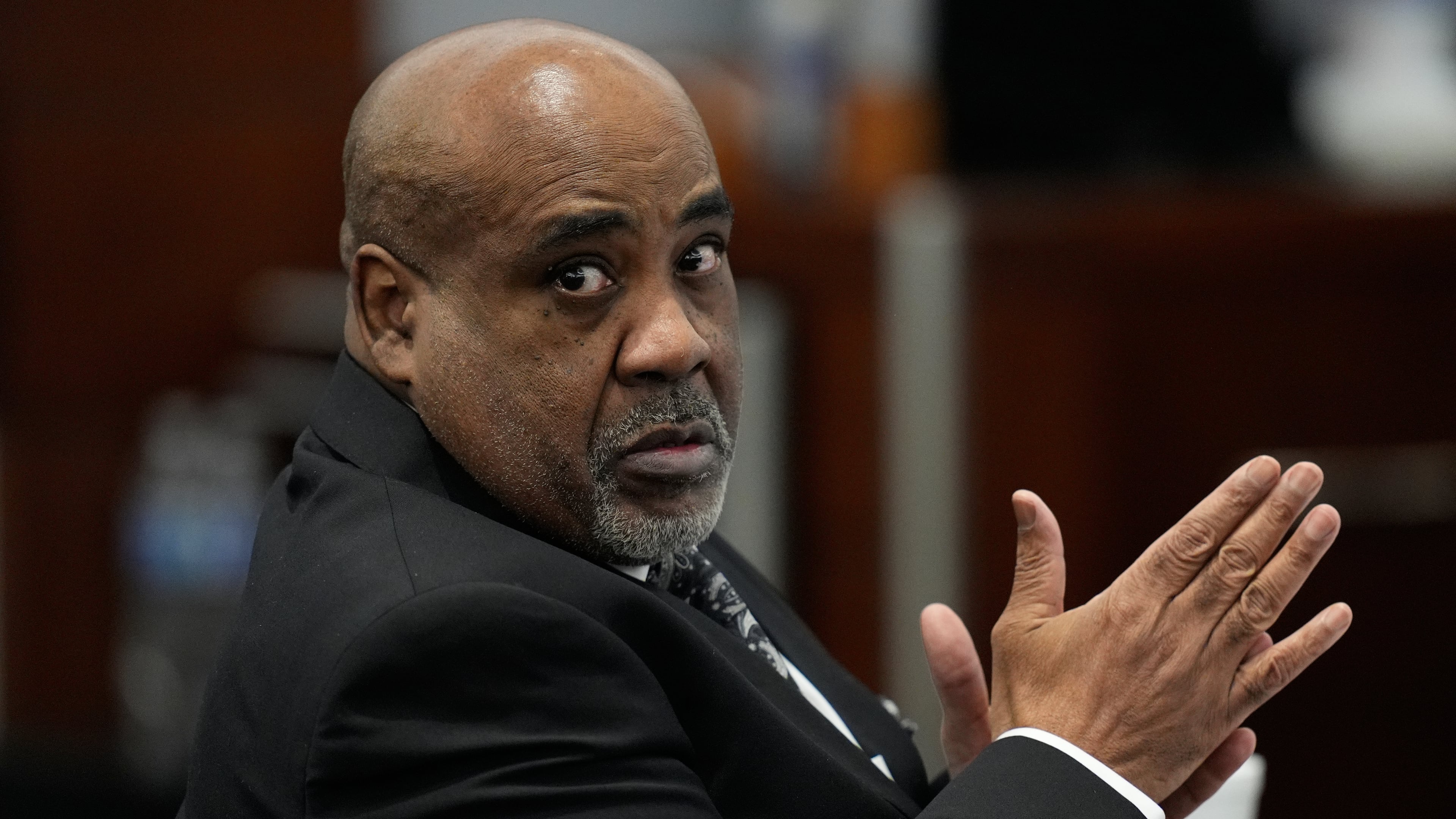 Duane Davis in court for his trial, related to the 1996 killing of rapper Tupac Shakur, at Clark County District Court Regional Justice Center in Las Vegas, Tuesday, Aug. 25, 2026. (AP Photo/John Locher, Pool)