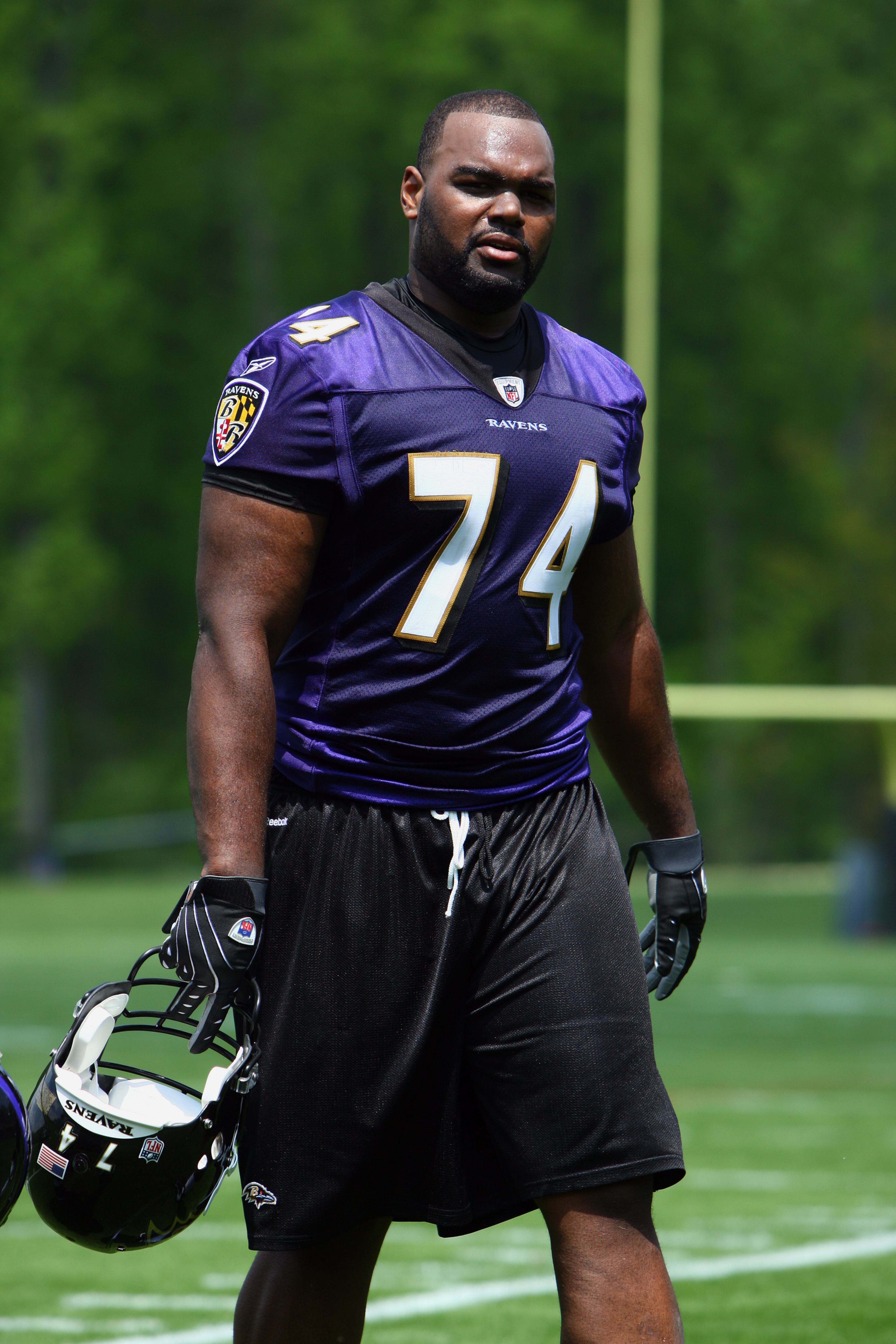 OWINGS MILLS, MARYLAND - MAY 8: Offensive lineman Michael Oher #74 of the Baltimore Ravens seen during minicamp at the practice facility on May 8, 2009 in Owings Mills, Maryland. (Photo by Ned Dishman/Getty Images)