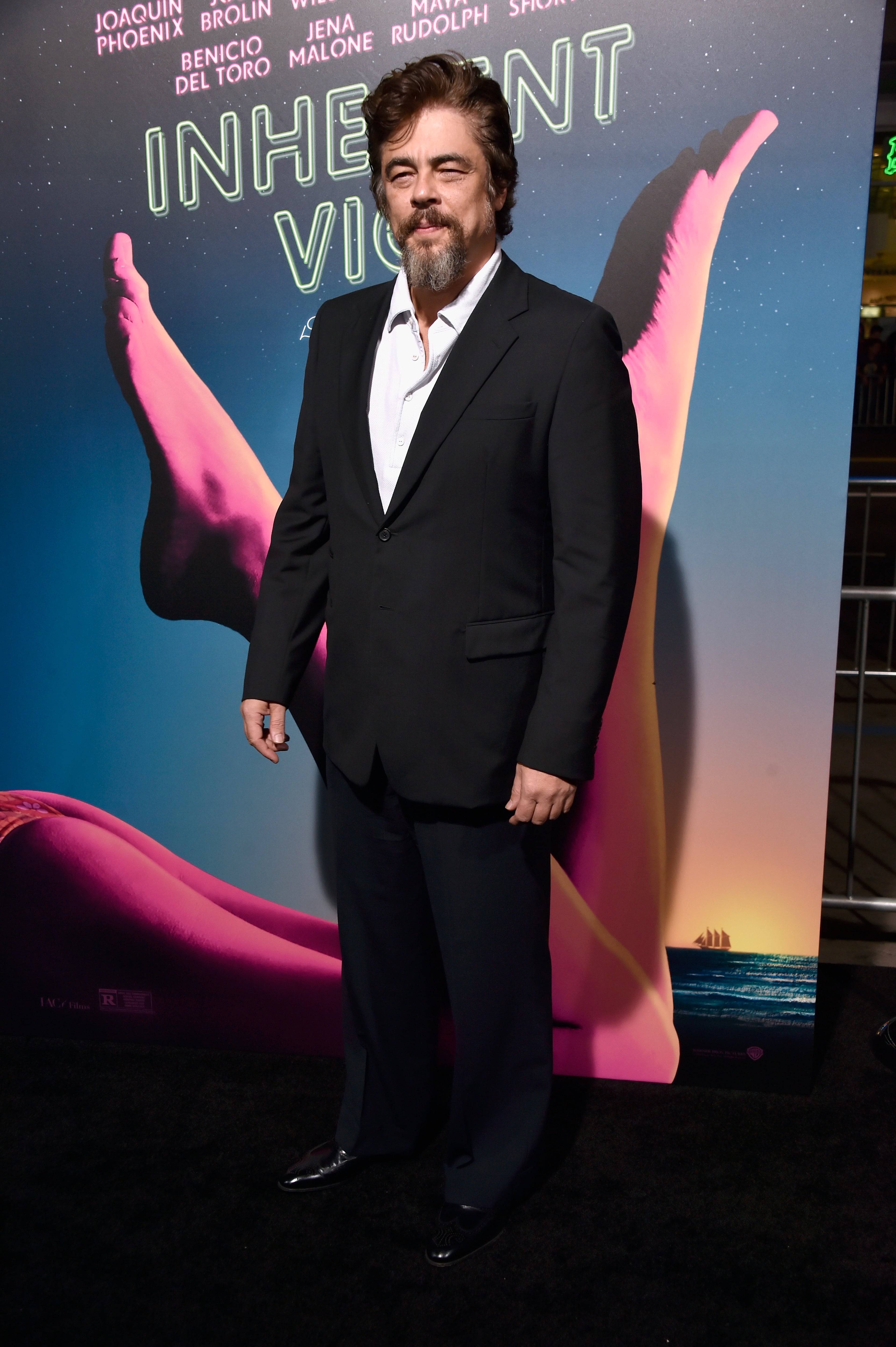 HOLLYWOOD, CA - DECEMBER 10: Actor Benicio del Toro attends the premiere of Warner Bros. Pictures' "Inherent Vice" at TCL Chinese Theatre on December 10, 2014 in Hollywood, California. (Photo by Frazer Harrison/Getty Images)