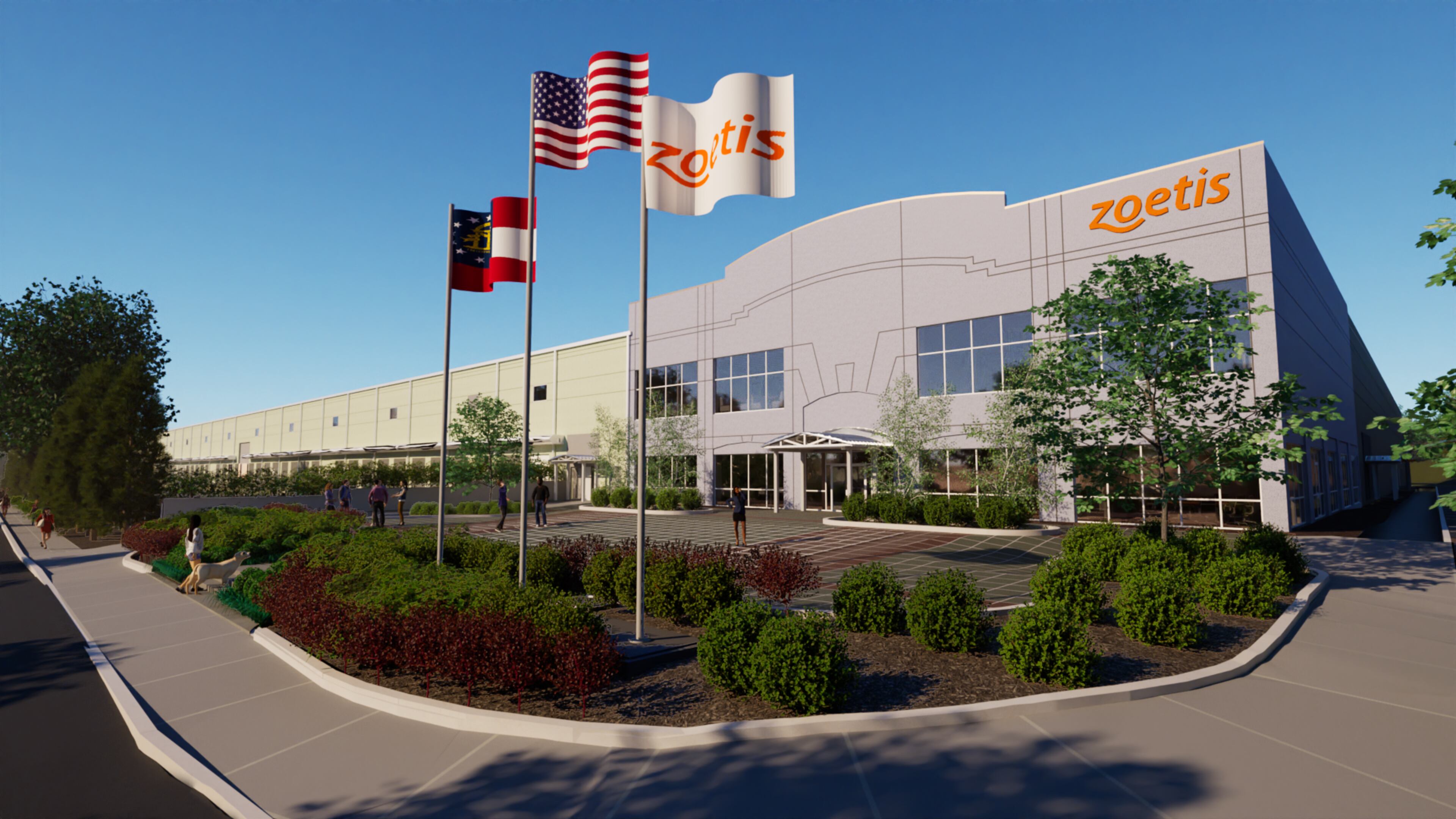 This is a rendering of Zoetis' expanded Douglasville manufacturing facility, which will produce vaccines for veterinary use. It's expected to open in 2029. (Courtesy of Zoetis)