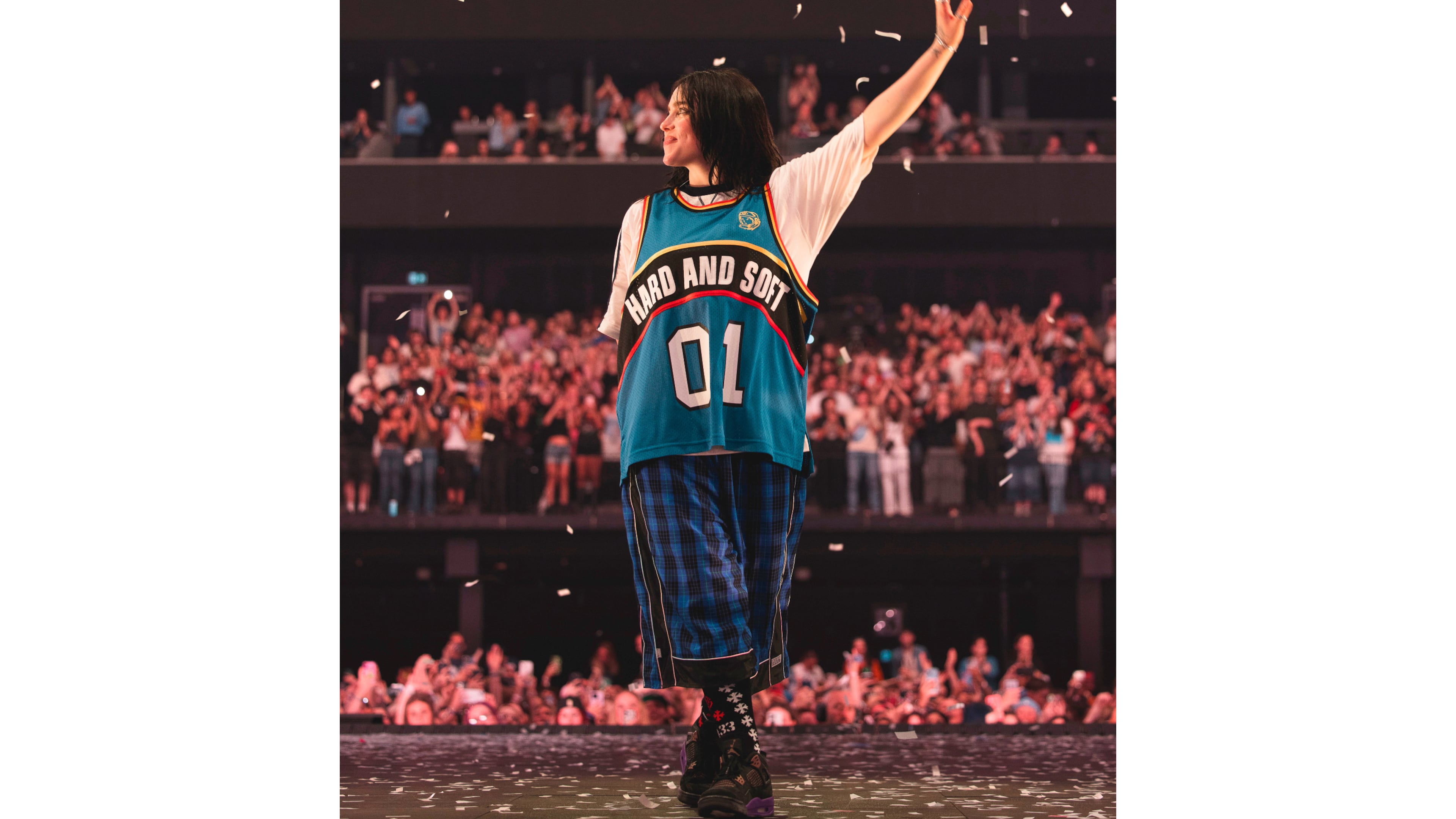 This image released by Paramount Pictures shows Billie Eilish in her concert film "Billie Eilish - Hit Me Hard and Soft: The Tour (Live in 3D)." (Paramount Pictures via AP)
