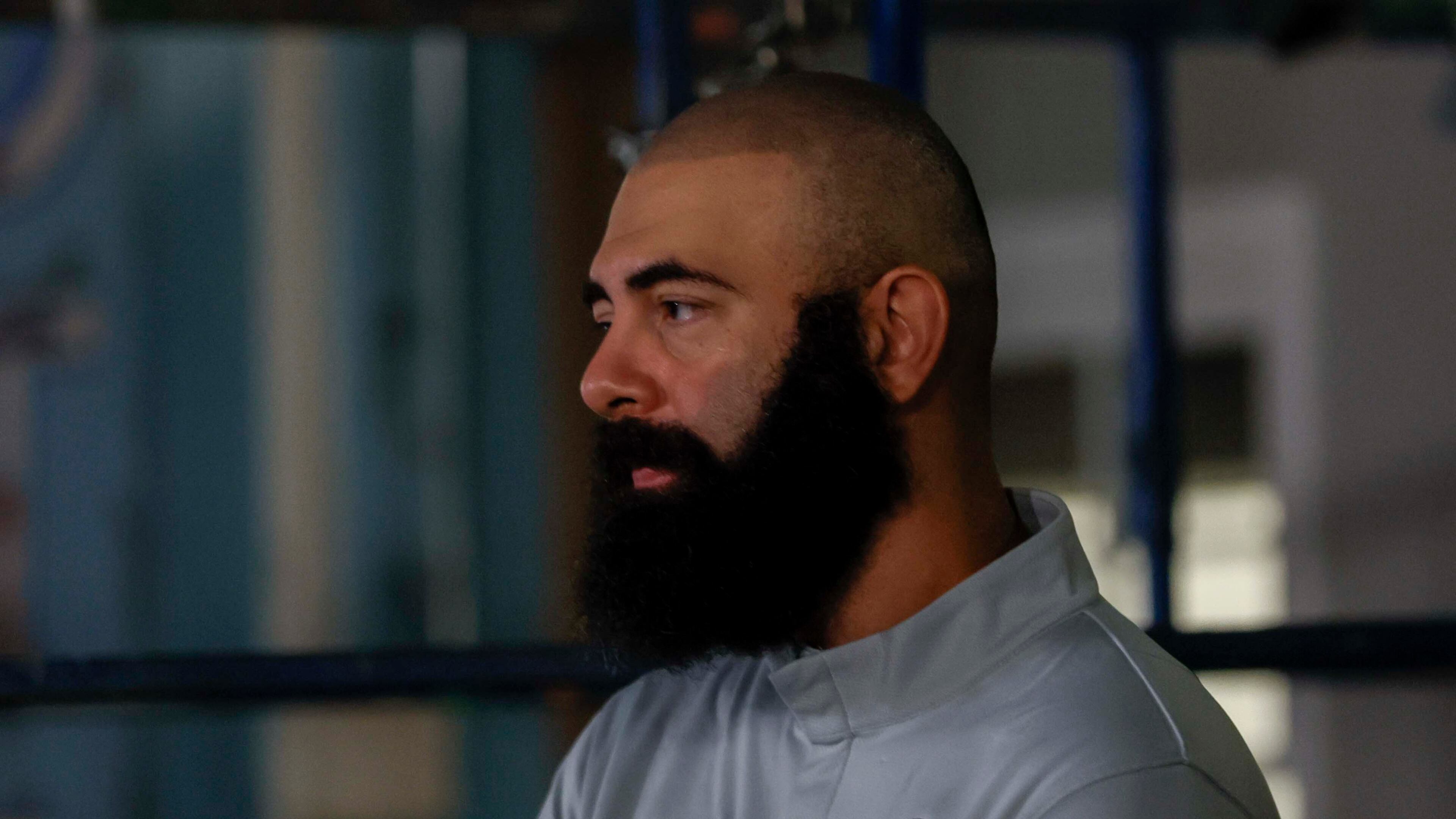 Atlanta Hawks general manager Onsi Saleh listens to Atlanta Hawks head coach Quin Snyder as Snyder speaks during media day at PC&E Atlanta on Sept. 29, 2025, in Atlanta.
(Miguel Martinez/AJC)