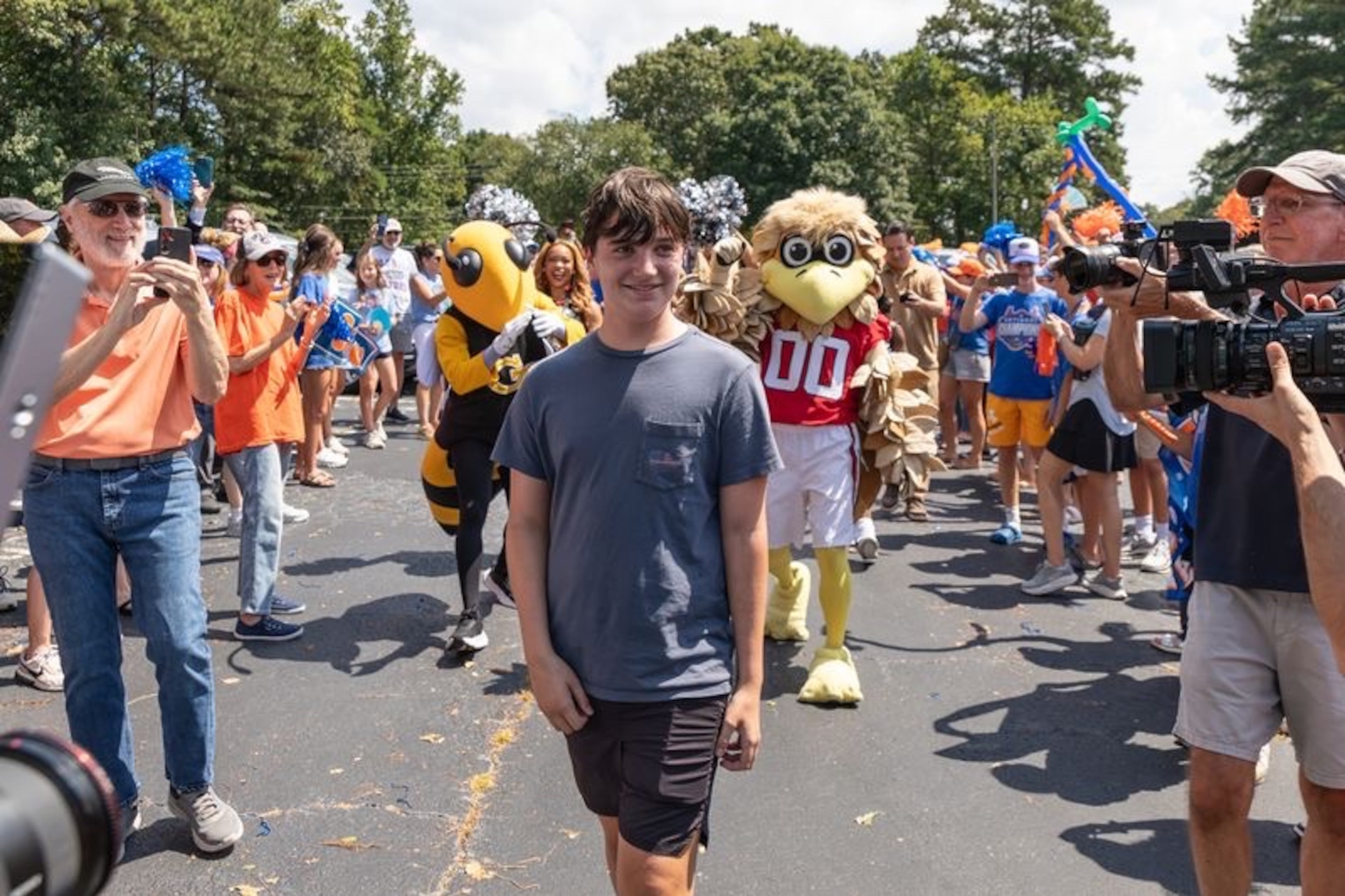 It felt like half of Dunwoody had crowded into a church parking lot as hundreds gathered on Friday, Sept. 4, 2026, to surprise Jonah Blick. (Courtesy of Steven Dewberry)