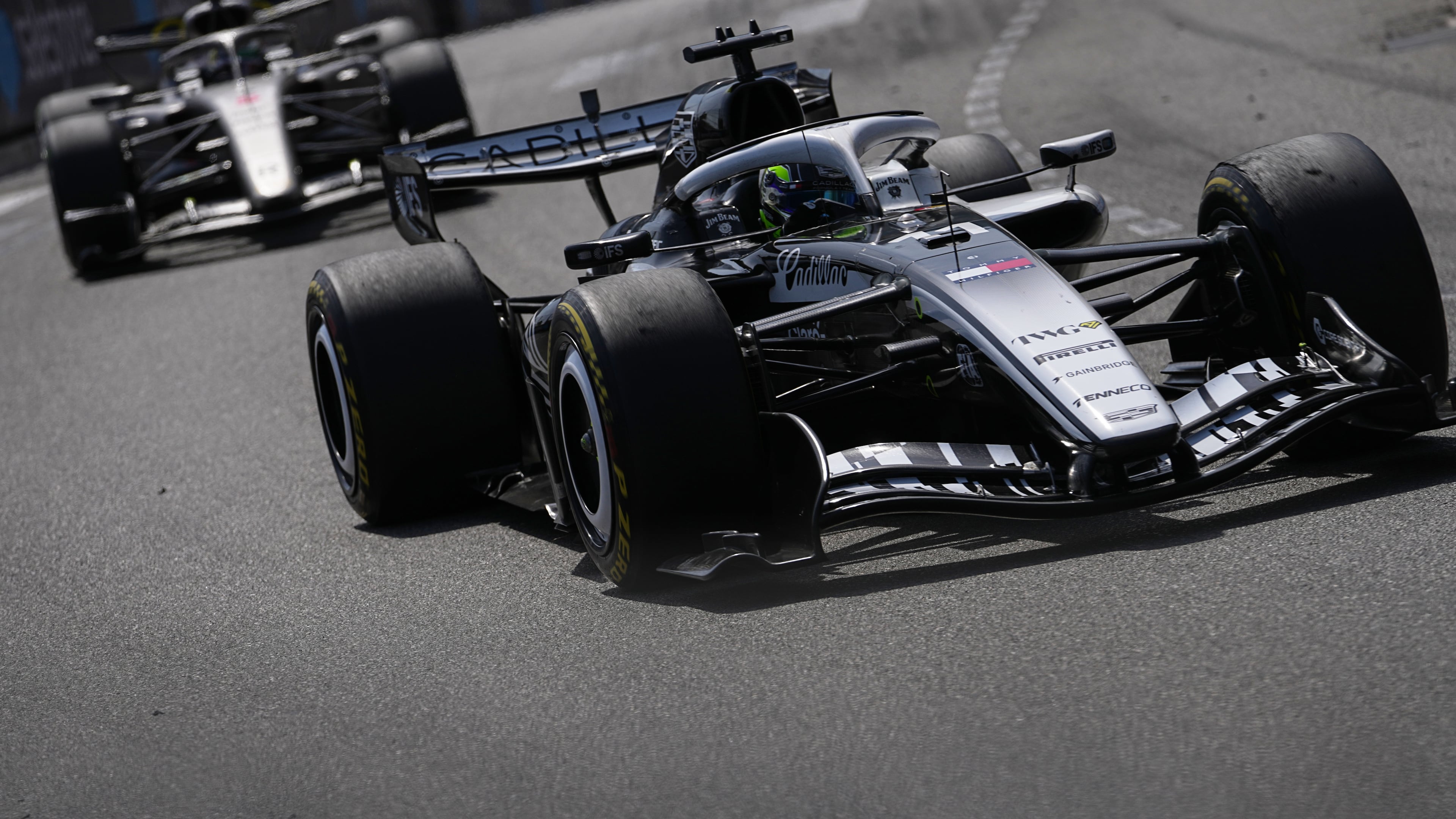 Mexico's Sergio Perez steers his Cadillac during the Formula One Monaco Grand Prix race at the Monaco racetrack, Sunday, June 7, 2026. (AP Photo/Fatima Shbair)