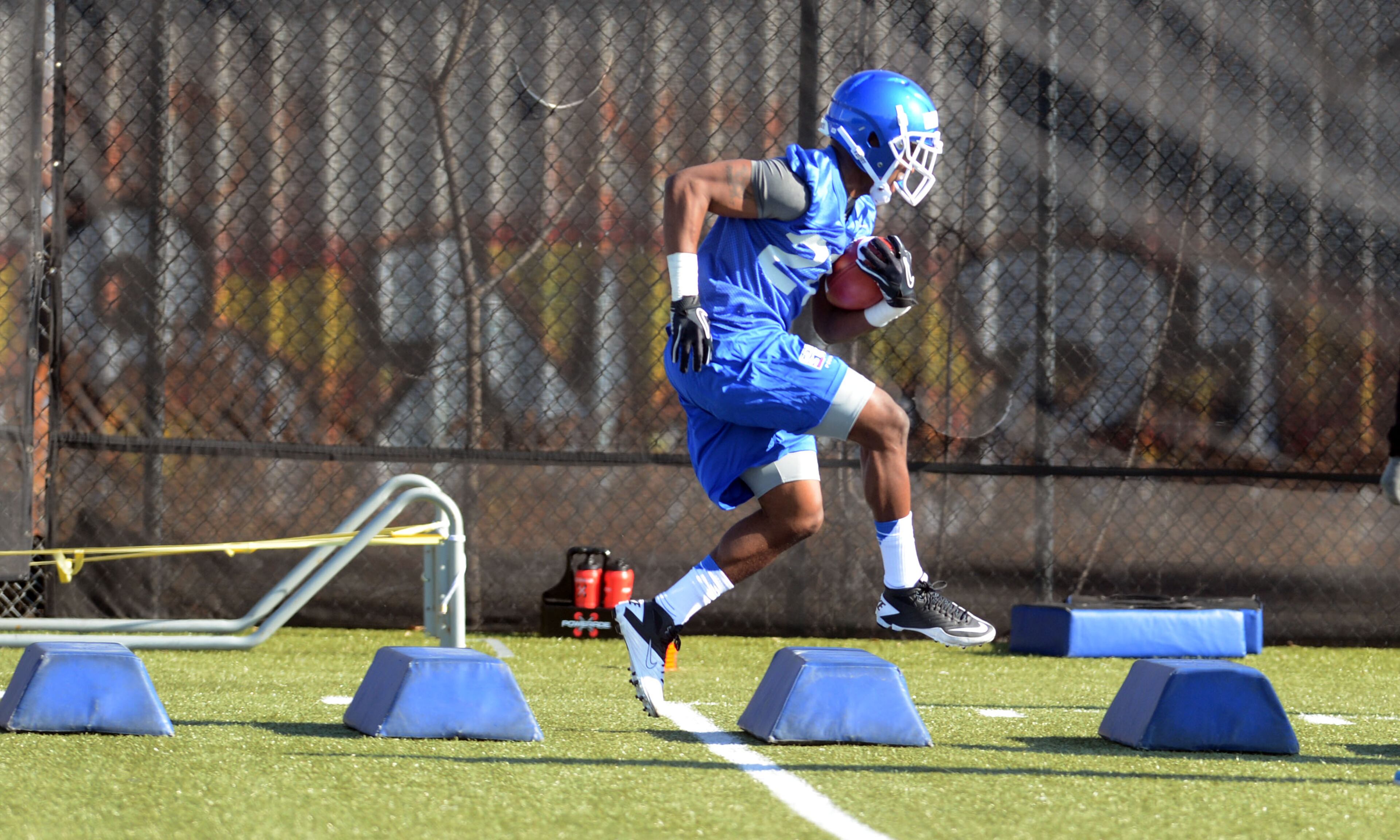 Georgia State opened its first spring practice under new head coach Trent Miles at the GSU Practice Complex in downtown Atlanta Wednesday, March 27, 2013. Wednesday's workout was the first of 15 practices that will culminate with the April 20 Spring Scrimmage, scheduled for 1 p.m. at the Georgia Dome.