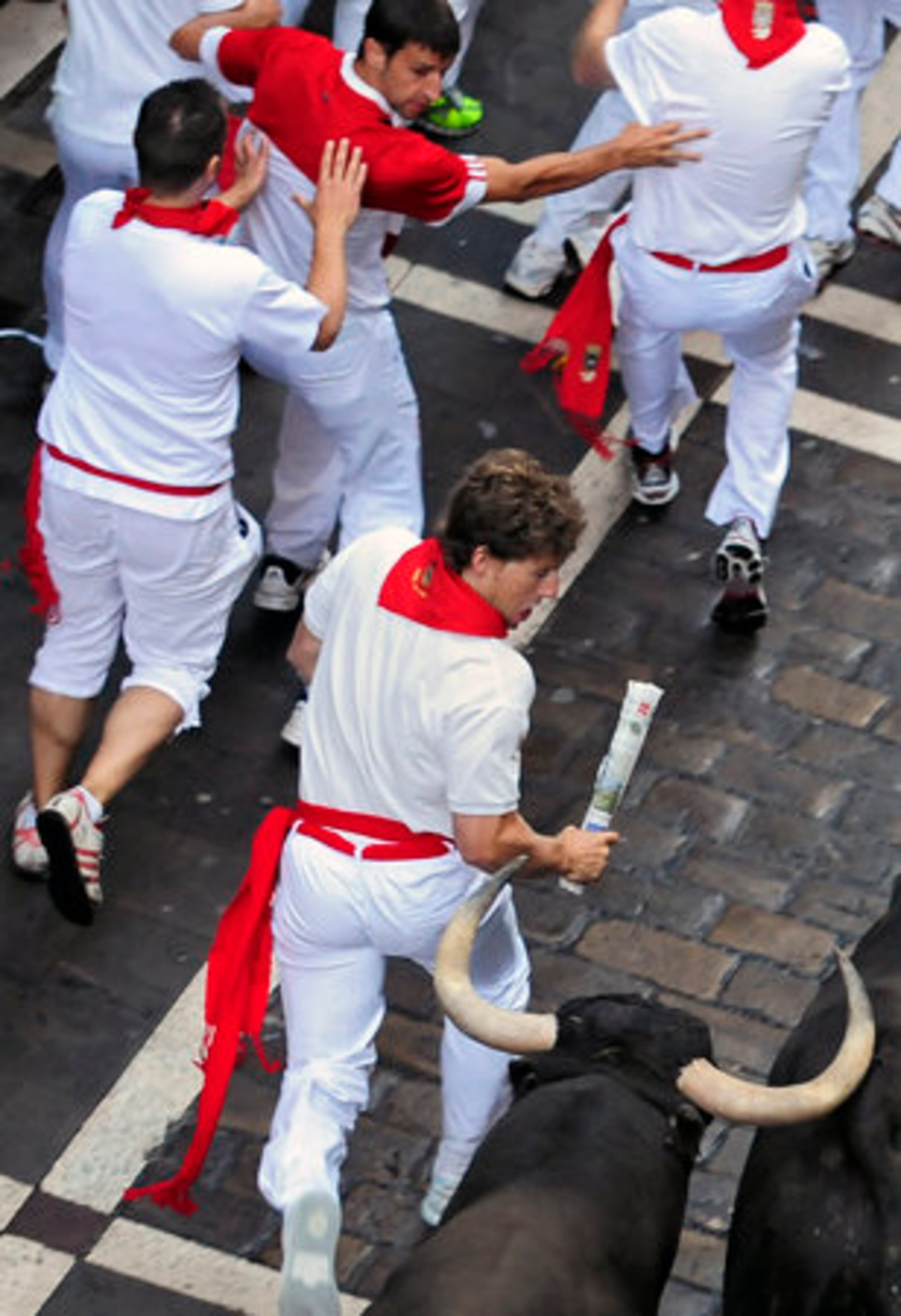 Tuesday's run lasted about 2.5 minutes, which is quick for San Fermin runs.