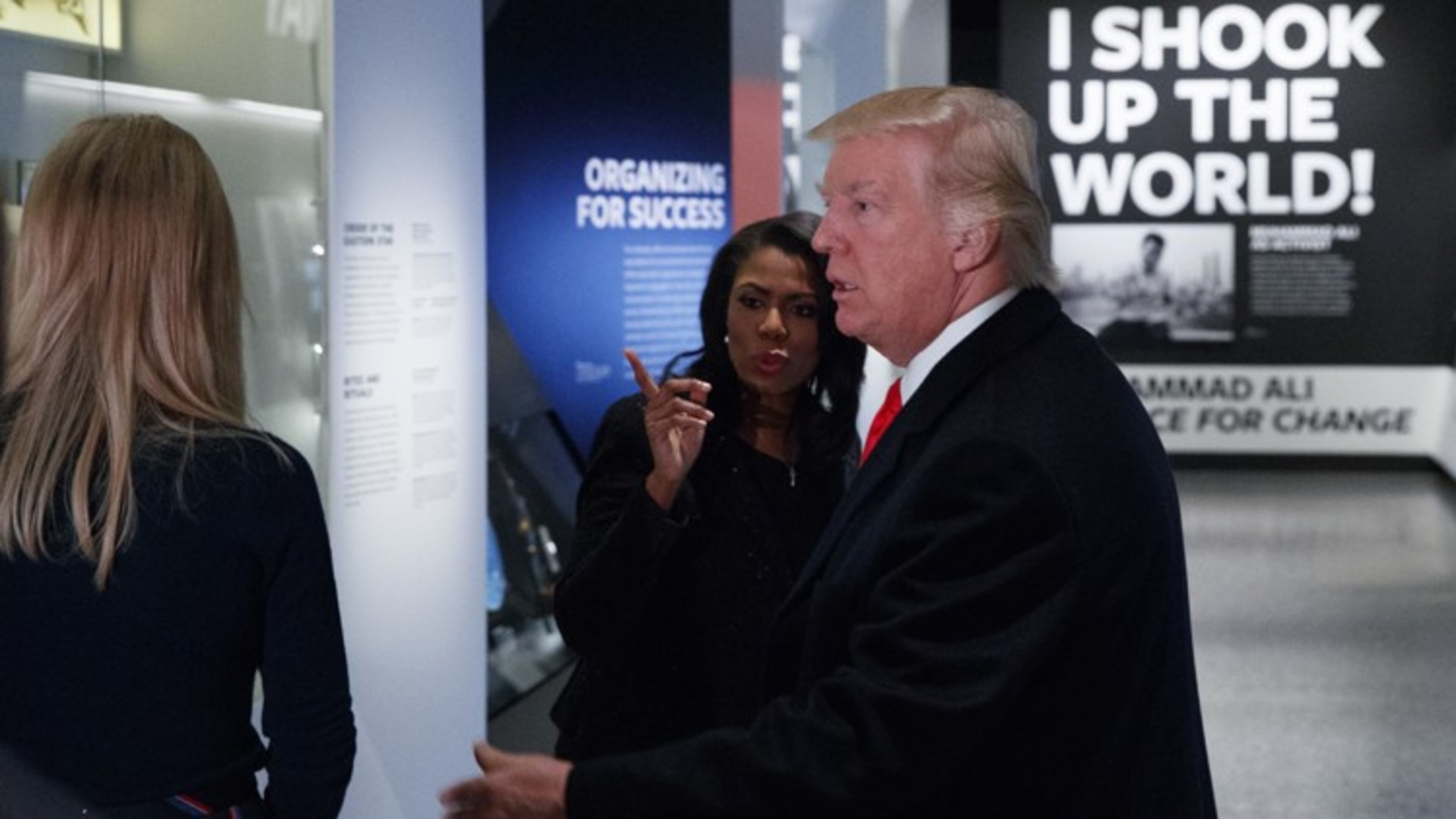President Trump, with his Omarosa Manigault, director of communications for the Office of Public Liaison, tour the National Museum of African American History and Culture. Alveda King (not pictured) was part of the delegation.