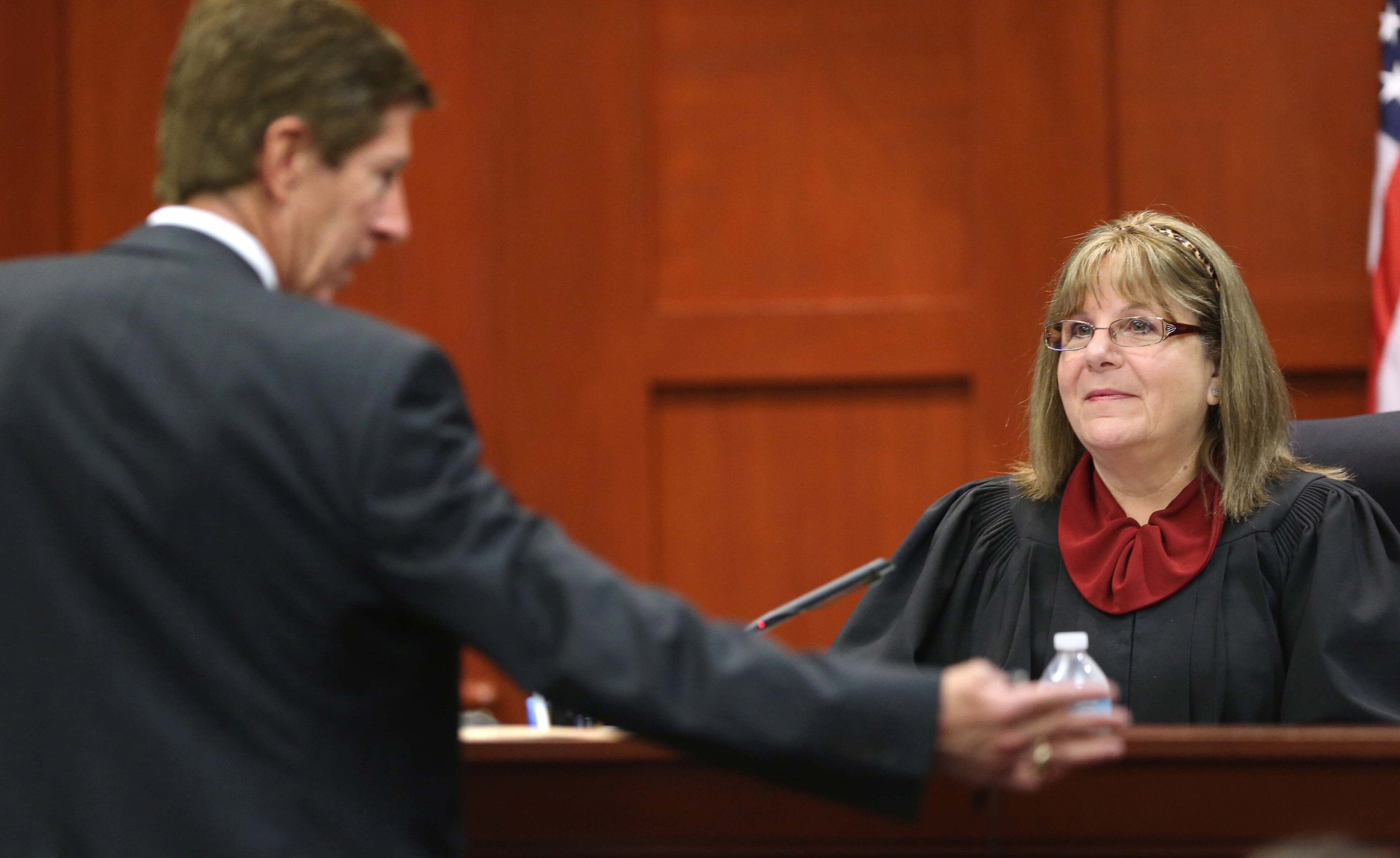 Circuit Judge Debra Nelson listens to George Zimmerman's defense attorney, Mark O'Mara at Seminole circuit court, in Sanford, Florida, Monday, June 24, 2013. Zimmerman is accused in the fatal shooting of Trayvon Martin. (Joe Burbank/Orlando Sentinel/MCT)
