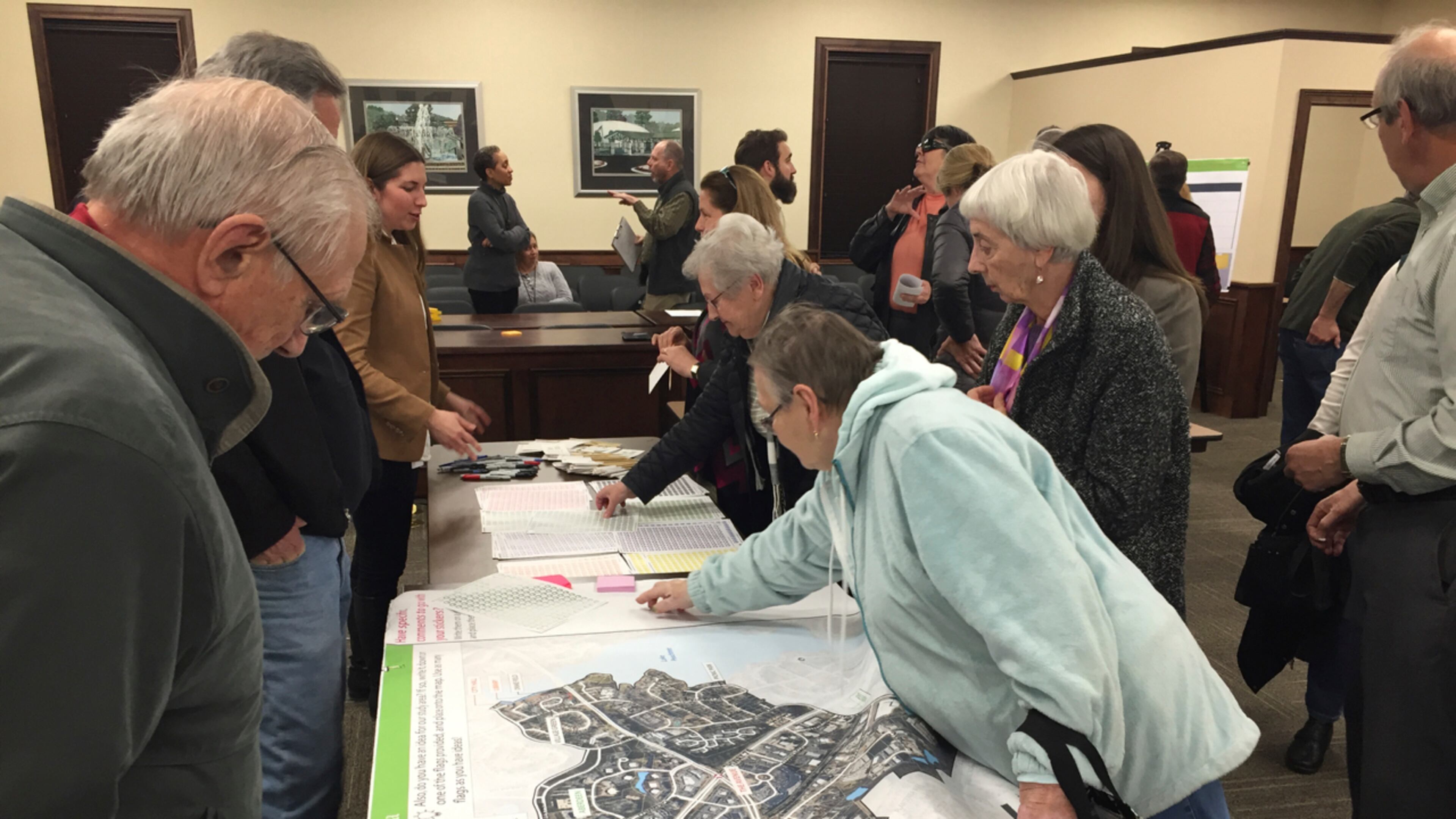 Attendees at the Feb. 27 meeting reviewed the Livable Centers Initiative objectives and offered comments about potential redevelopment in Peachtree City. Jill Howard Church for the AJC
