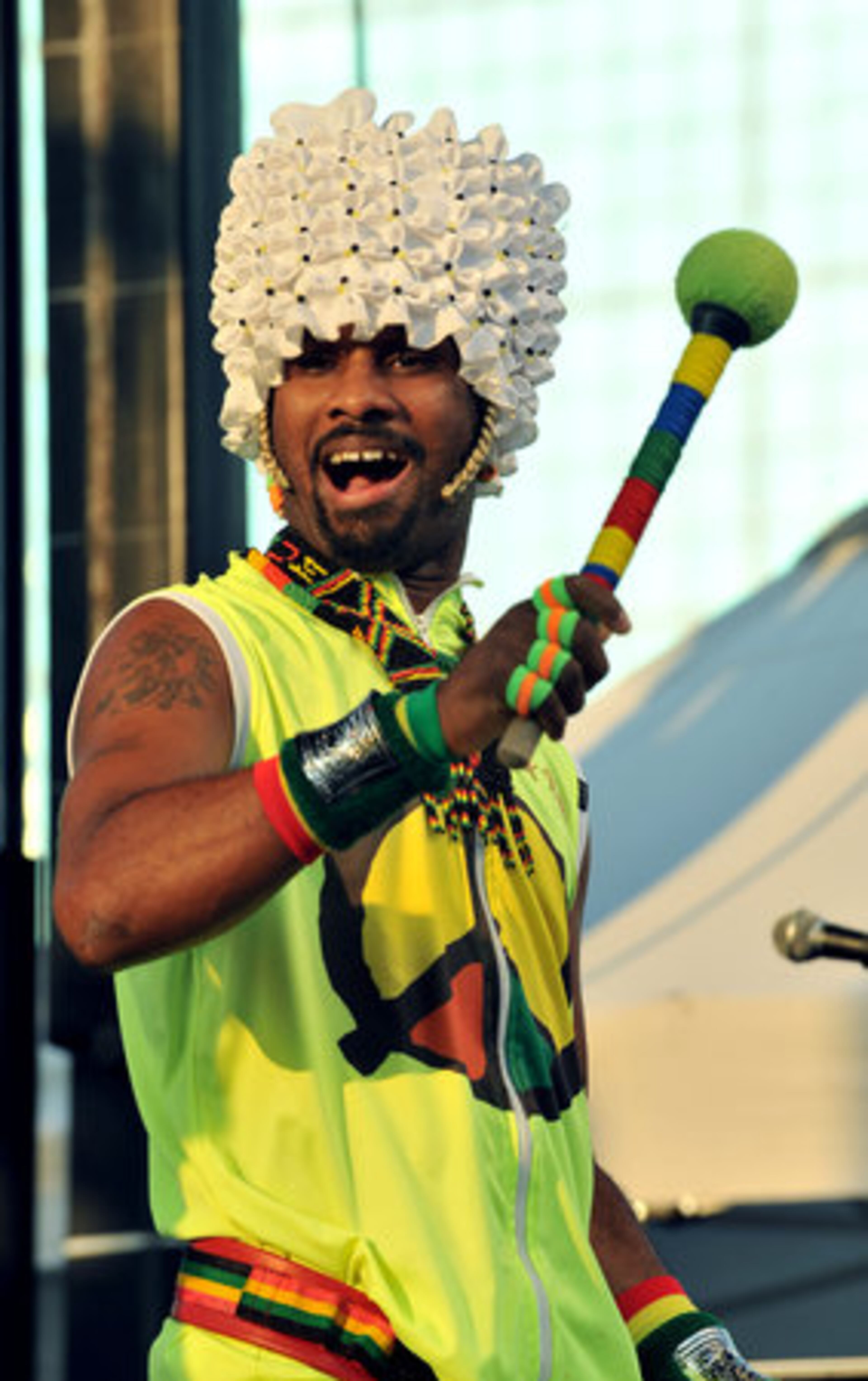 A member of Olodum performs during the Brazil Fest.