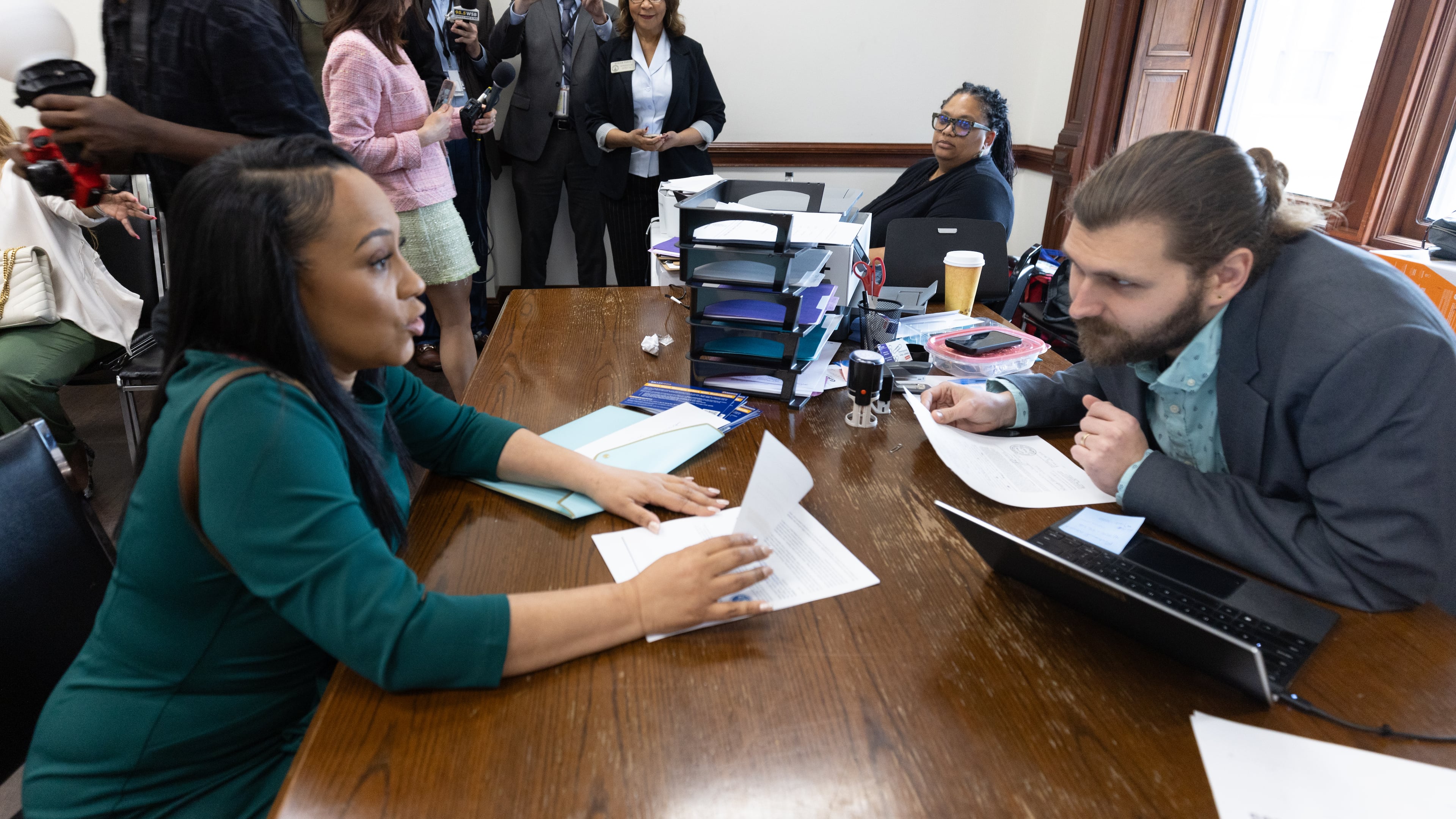 Fani Willis qualifies to run for office on Wednesday, March. 6, 2024, at the Georgia State Capitol. (Steve Schaefer/steve.schaefer@ajc.com)