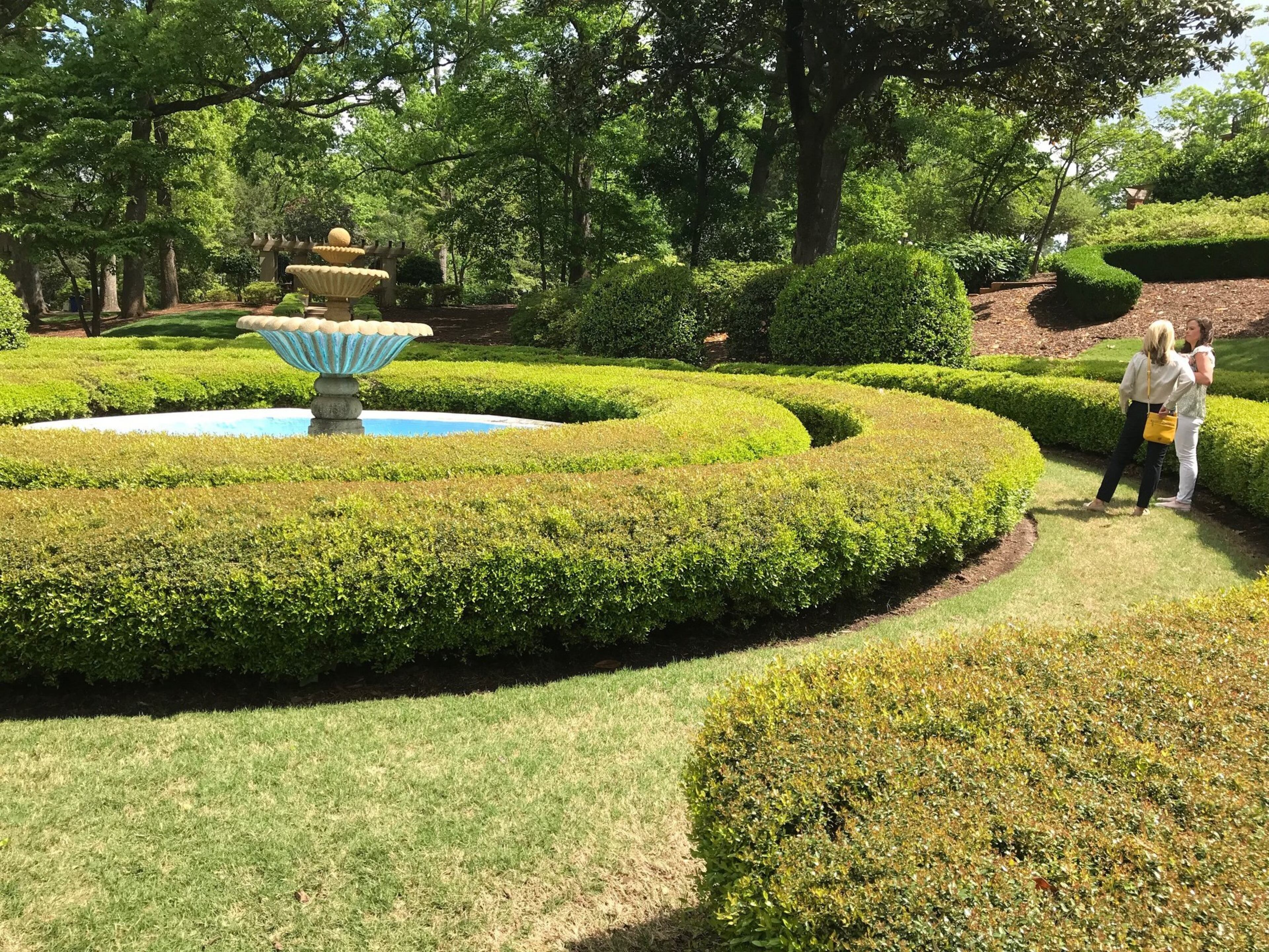 Today the fountain in the terraced garden at the Governor’s Mansion is empty. It leans to one side, and has sunk 2 feet into the soft ground, according to mansion executive director Katherine Satterfield. The statues that watched over the fountain have been put in temporary storage. The state must decide between preserving or replacing this and other historic features.