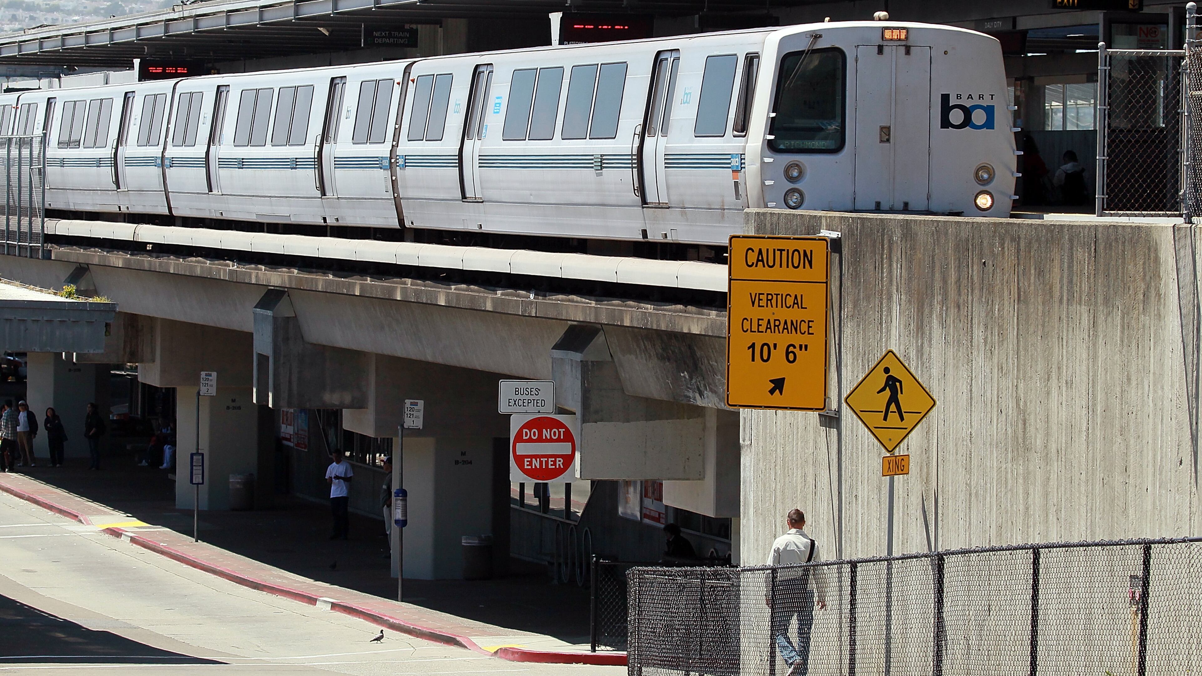 DALY CITY, CA - AUGUST 15: A Bay Area Rapid Transit (BART) train arrives at the Daly City station on August 15, 2011 in Daly City, California. The hacker group "Anonymous" is planning a demonstration at a BART station this evening after BART officials turned off cell phne service in its stations last week during a disruptive protest following the fatal shooting of a man by BART police. (Photo by Justin Sullivan/Getty Images)