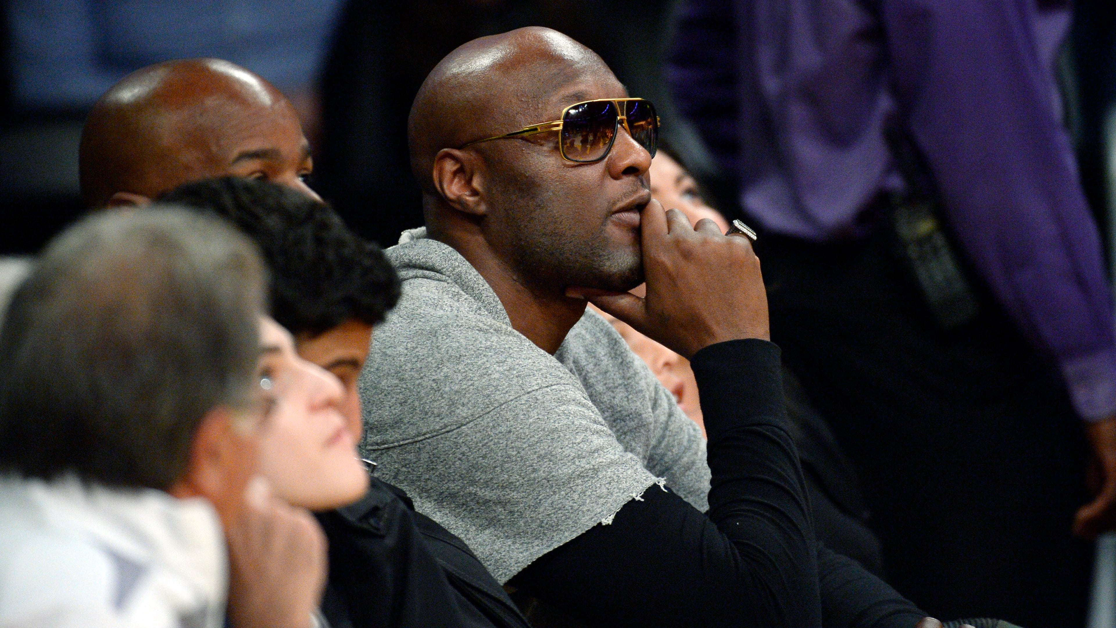LOS ANGELES, CA - MARCH 30: Former Los Angeles Lakers and Miami Heat basketball player Lamar Odom attends the basketball game between the Heat and the Lakers at Staples Center March 30, 2016, in Los Angeles, California. According to E! News, Odom has entered a rehab facility. (Photo by Kevork Djansezian/Getty Images)