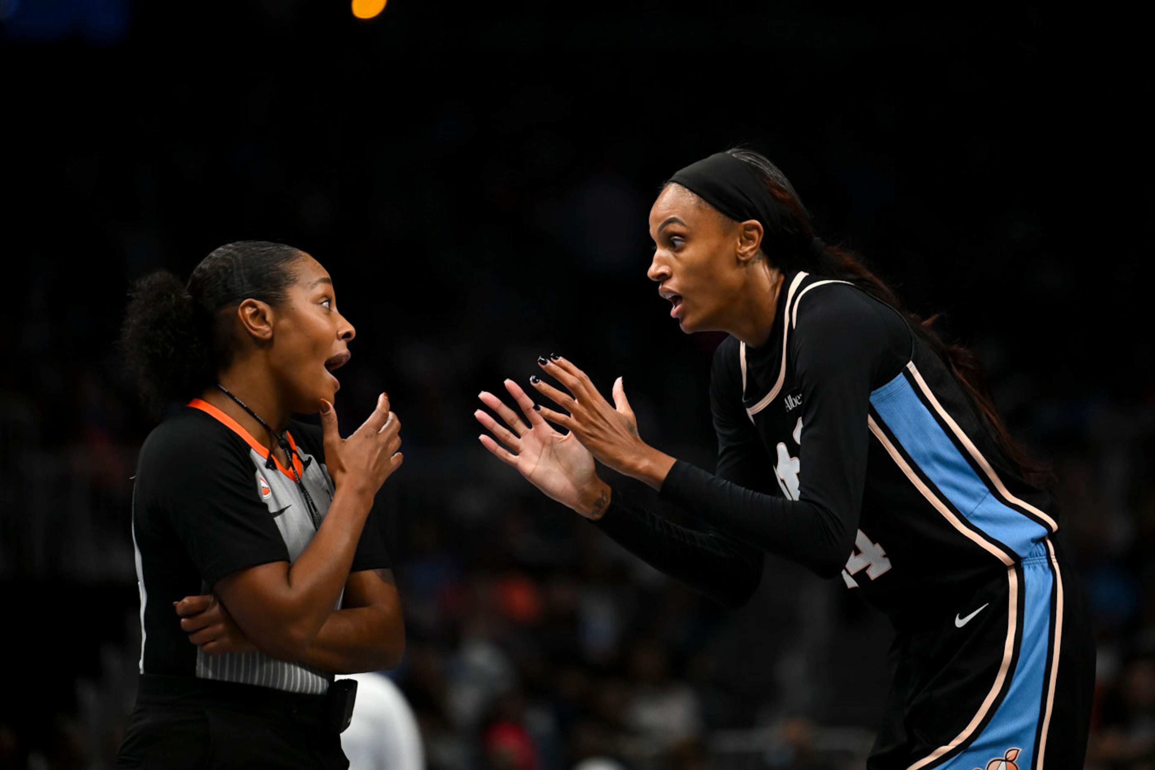 Love this photo of DeWanna Bonner (right) arguing with a ref. (Daniel Varnado/AP)
