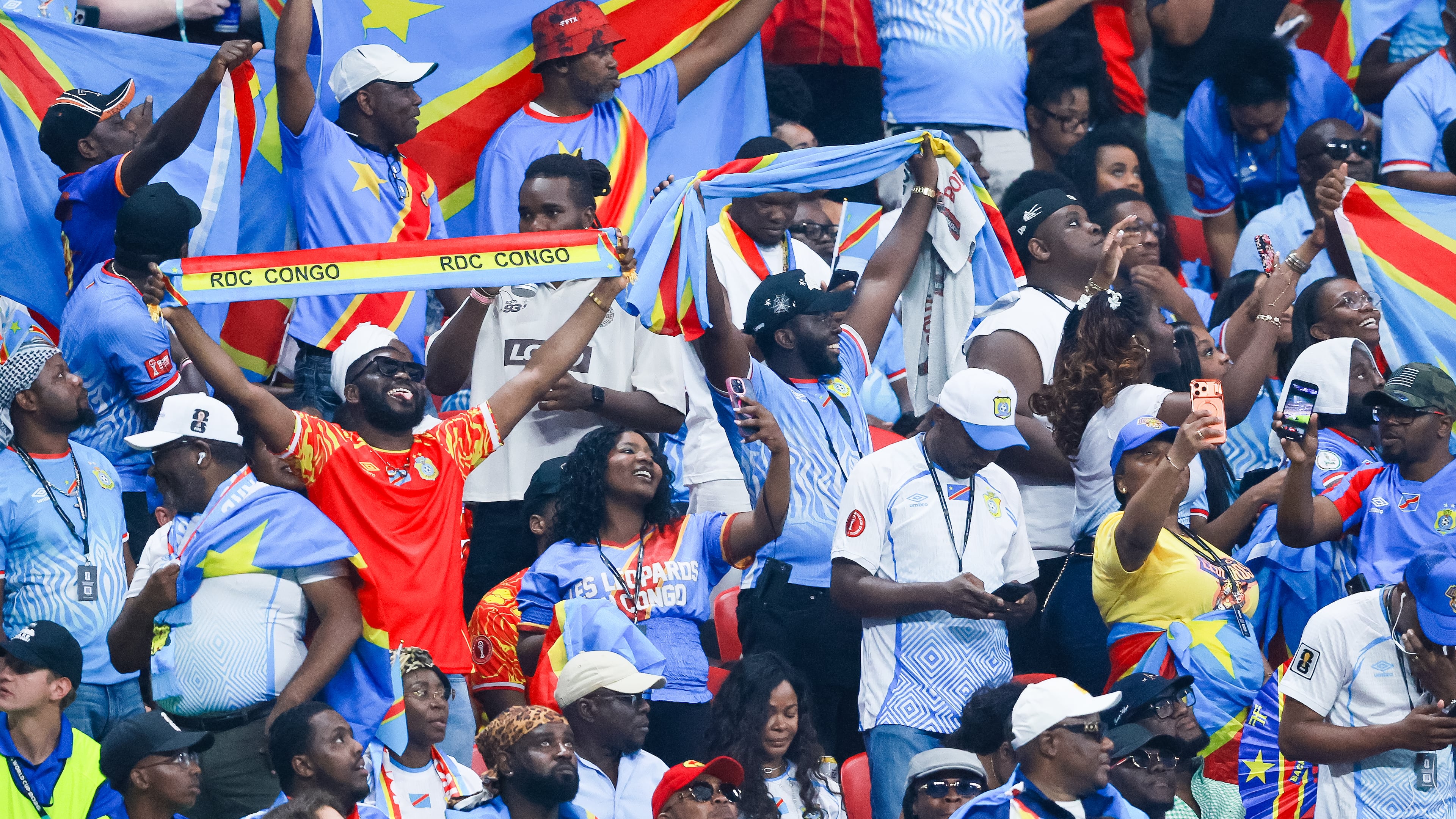 Congo fans react during the second half of a FIFA World Cup round of 32 match at Atlanta Stadium (Mercedes-Benz Stadium) on Wednesday, July 1, 2026, in Atlanta. (Jason Getz/AJC)