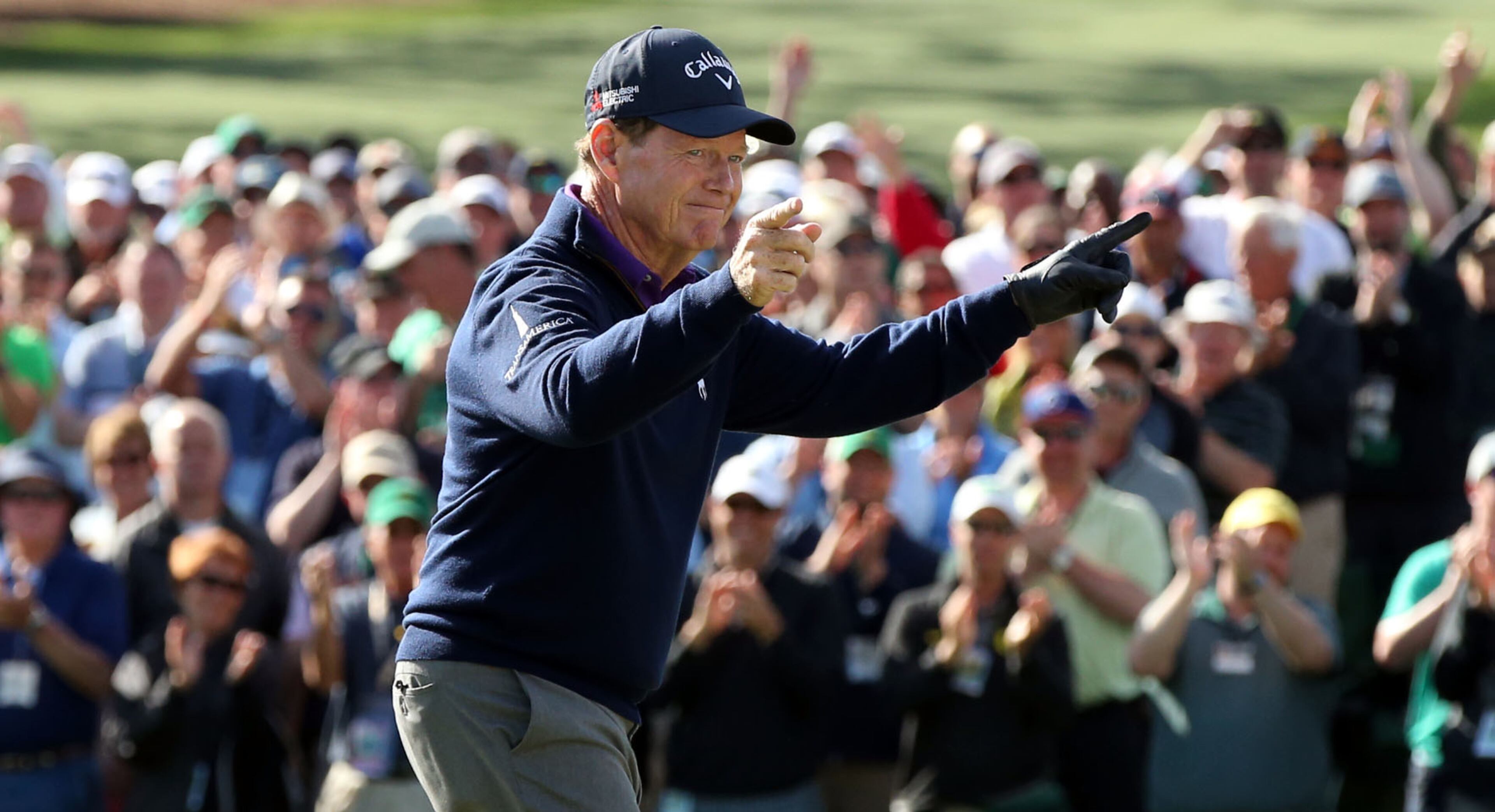 Tom Watson salutes the gallery on the 18th green during his final Masters appearance in the second round of the 80th Masters at the Augusta National Golf Club, Friday, April 8, 2016. Curtis Compton/ccompton@ajc.com