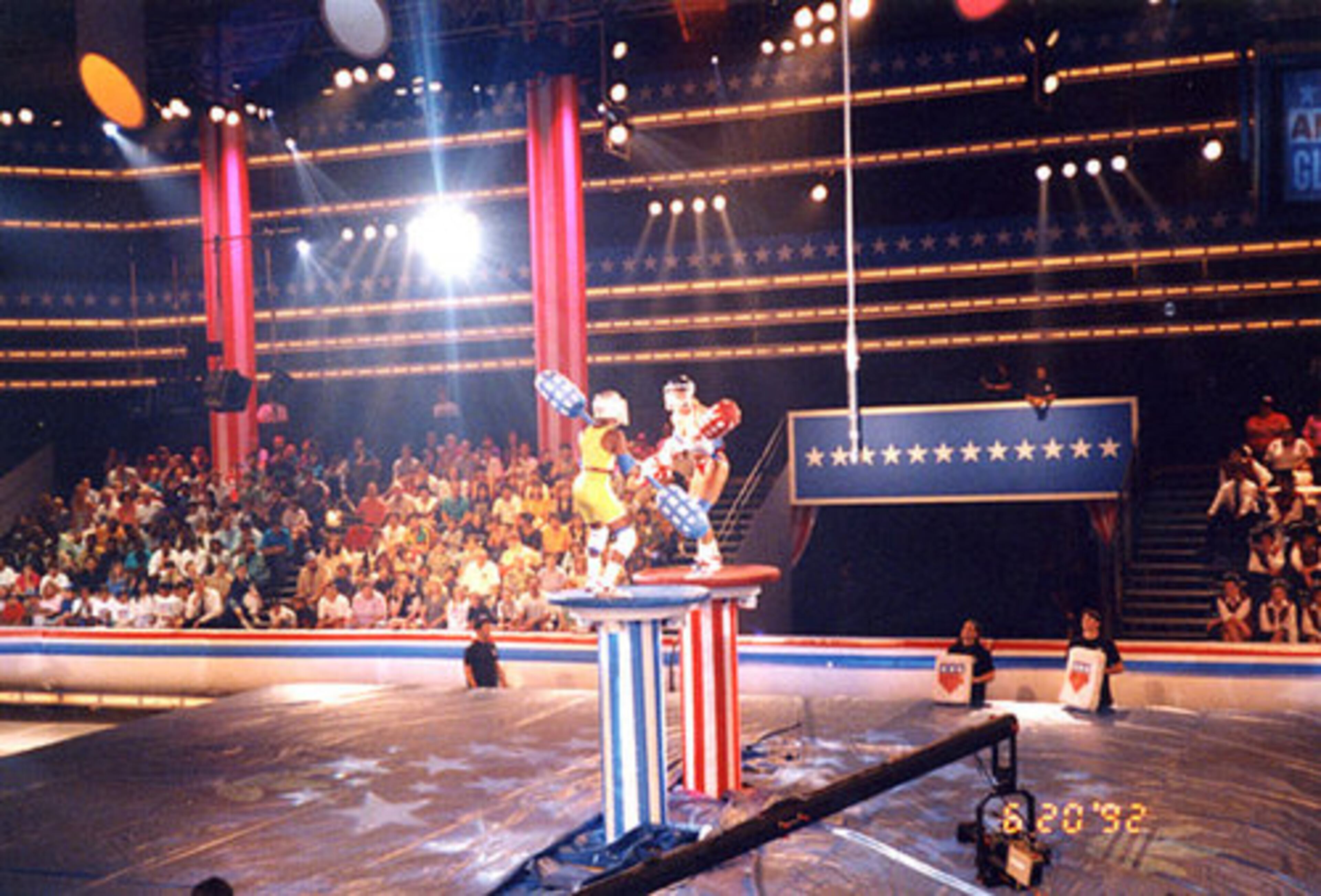 Whitmire earned five points in this competition, "The Joust," for staying on the perch for 30 seconds against a Gladiator named "Sky."