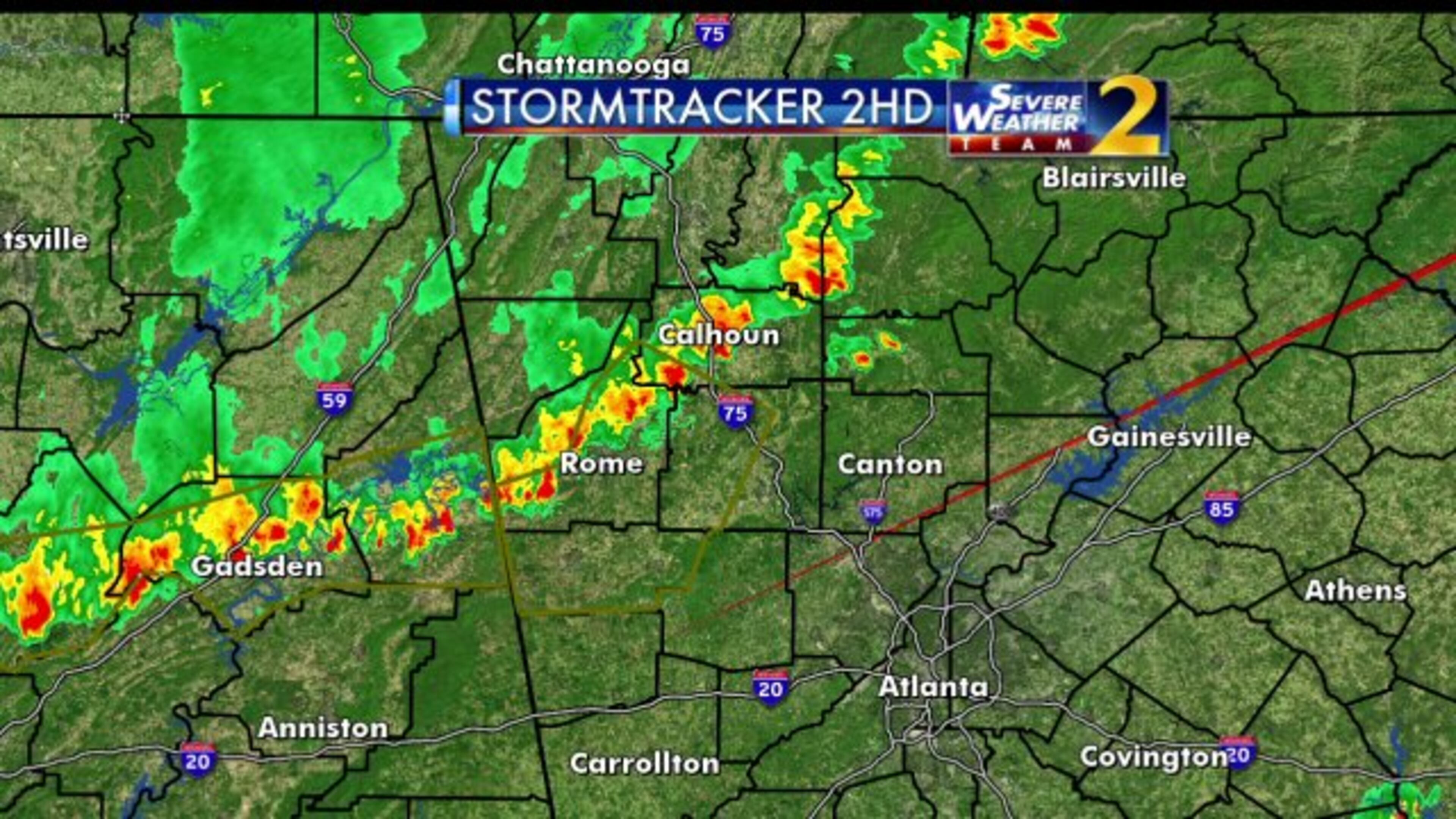 Thunderstorm warnings issued as storms head toward metro Atlanta area (Credit: Channel 2 Action News)