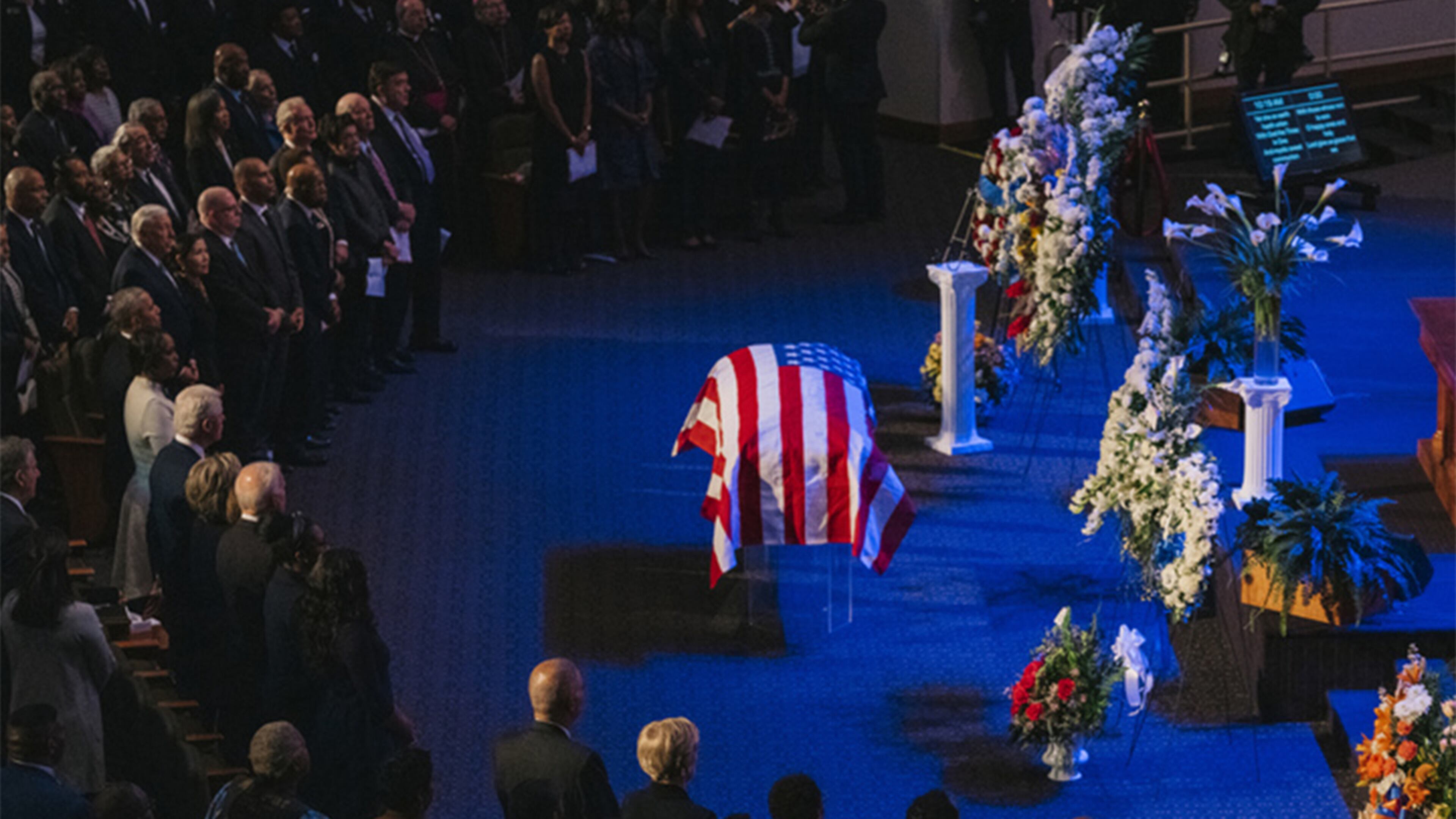 The flag-draped casket of late U.S. Representative Elijah Cummings (D-MD) is seen during funeral services at the New Psalmist Baptist Church October 25, 2019 in Baltimore, Maryland. (Justin T. Gellerson-Pool/Getty Images)