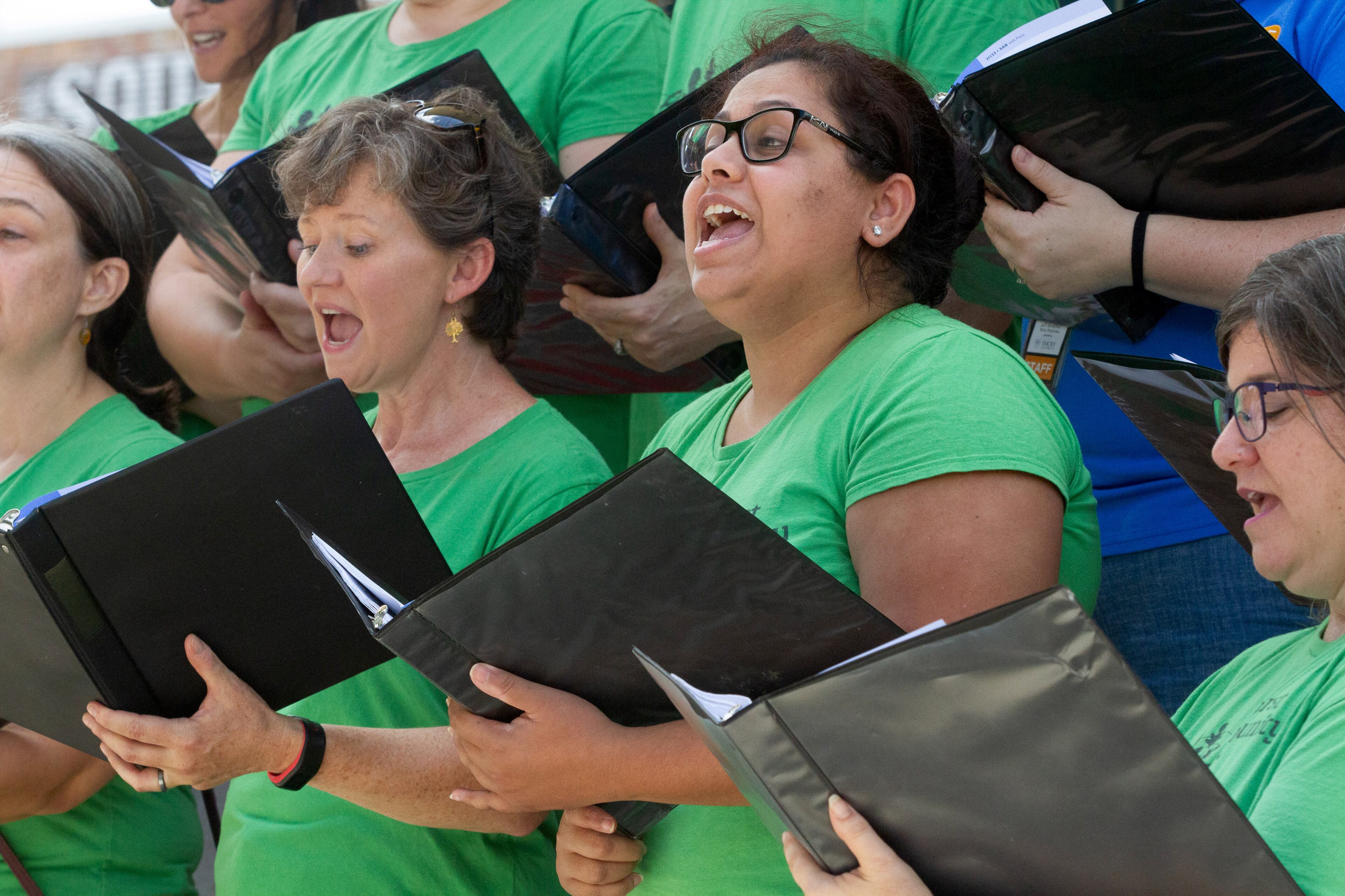 The Oakhurst Community Choir performs during the AJC Decatur Book Festival on Sunday, September 1, 2019. STEVE SCHAEFER / SPECIAL TO THE AJC
