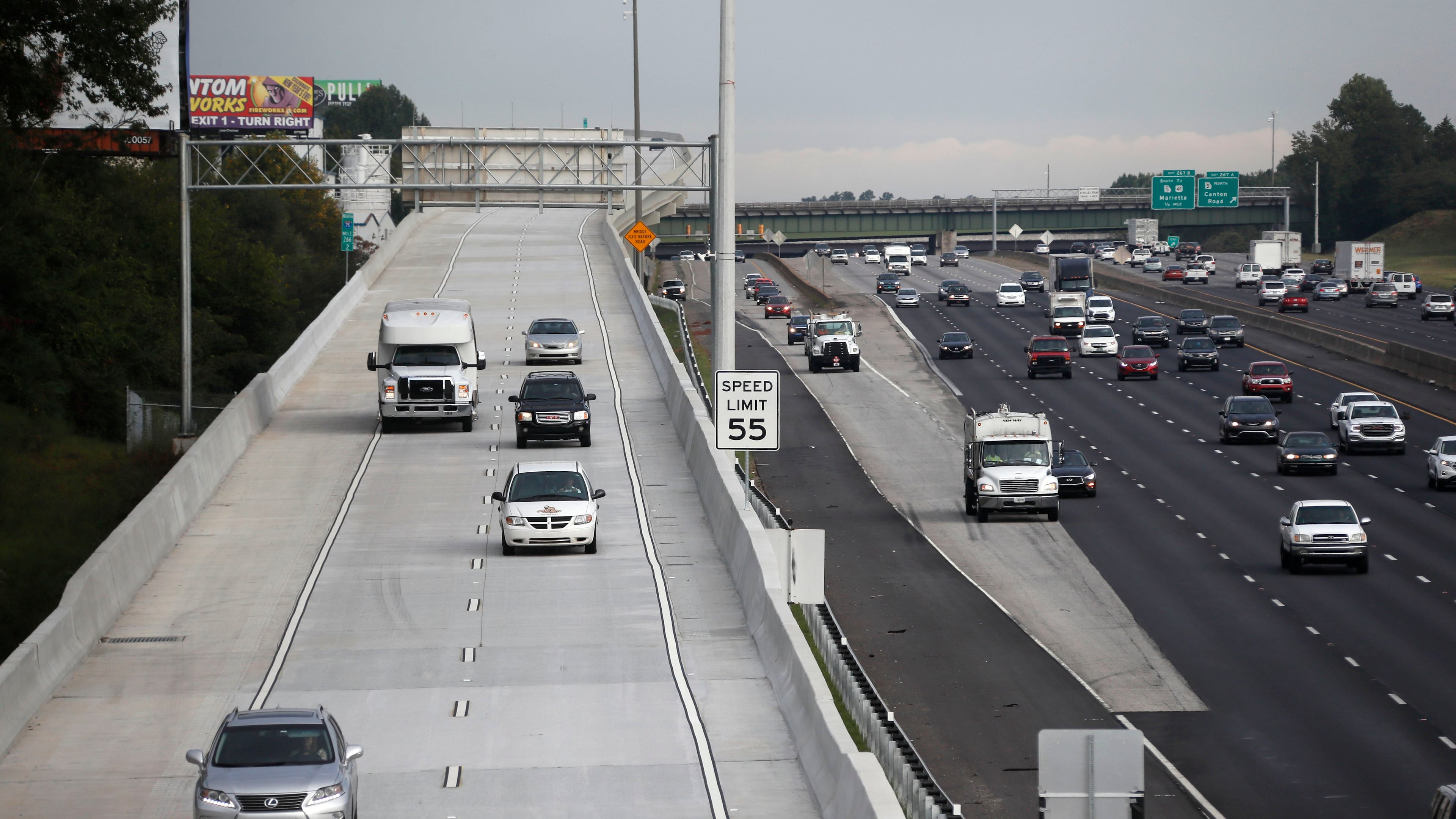 The Northwest Corridor Express Lanes stretch 30 miles along I-75 and I-575 in Cobb and Cherokee counties. BOB ANDRES /BANDRES@AJC.COM
