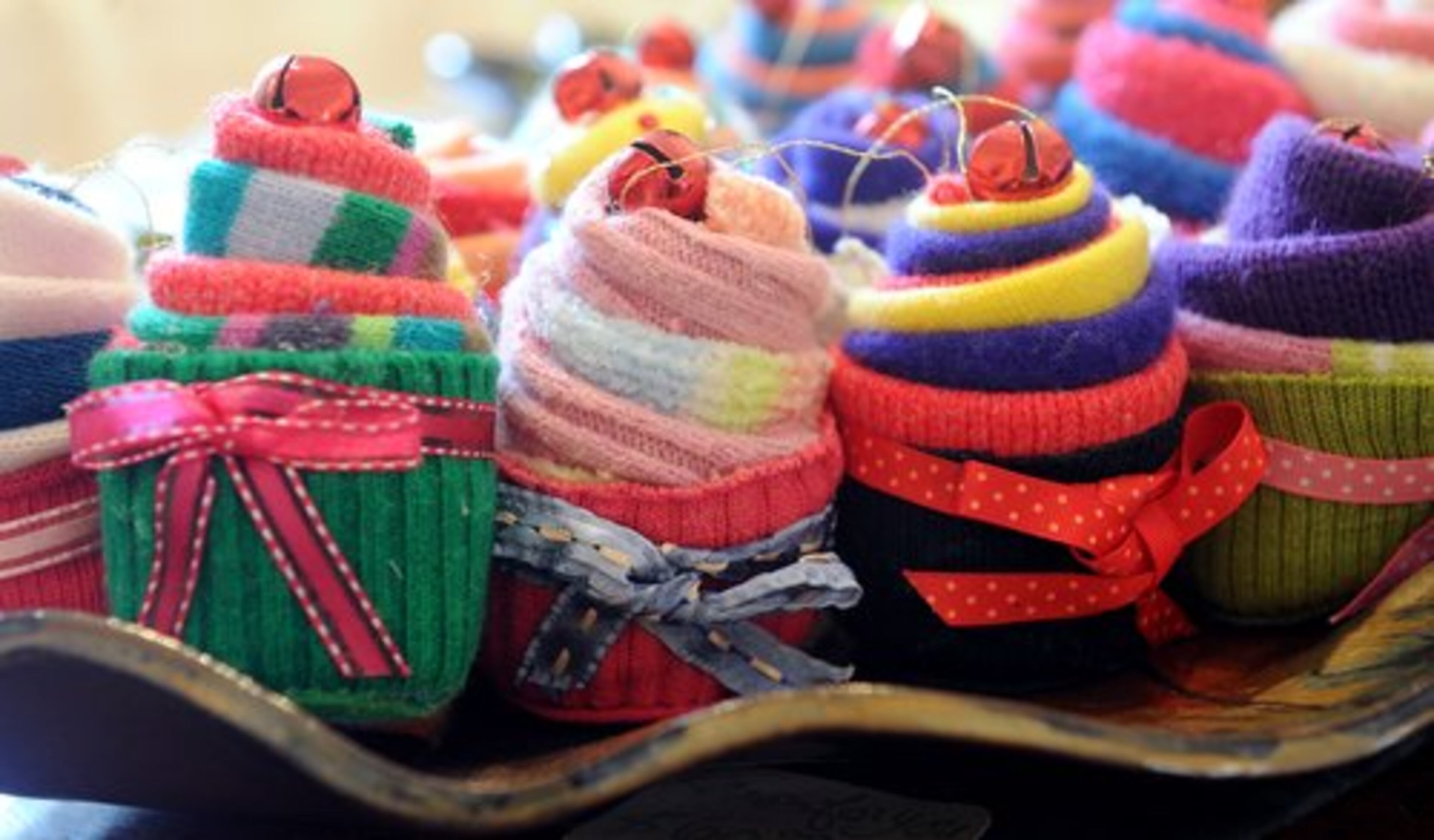 Cupcake ornaments, $12, by artist Barbara O'Connell at the Holiday Artists Market at the Spruill Center for the Arts in Dunwoody.