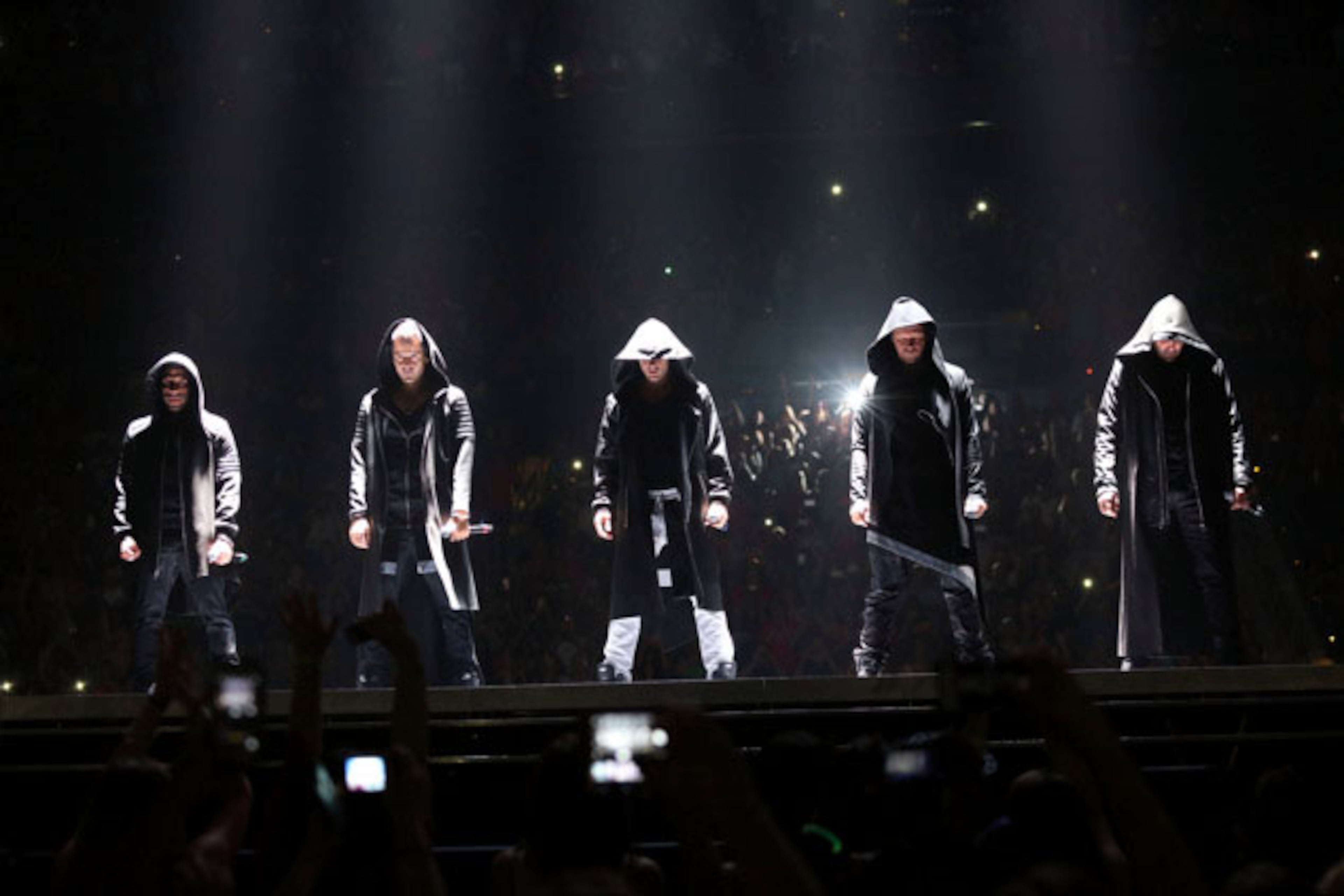 NKOTB perform "Block Party." Boy band New Kids on the Block (also initialized as NKOTB) brought their "Main Event" tour to Philips Arena in Atlanta on Saturday, June 6, 2015, with TLC and Nelly as supporting acts. NKOTB were formed in 1984 in Boston by Maurice Starr, who had discovered New Edition, and went on to sell in excess of 80 million records worldwide. Robb D. Cohen/RobbsPhotos.com