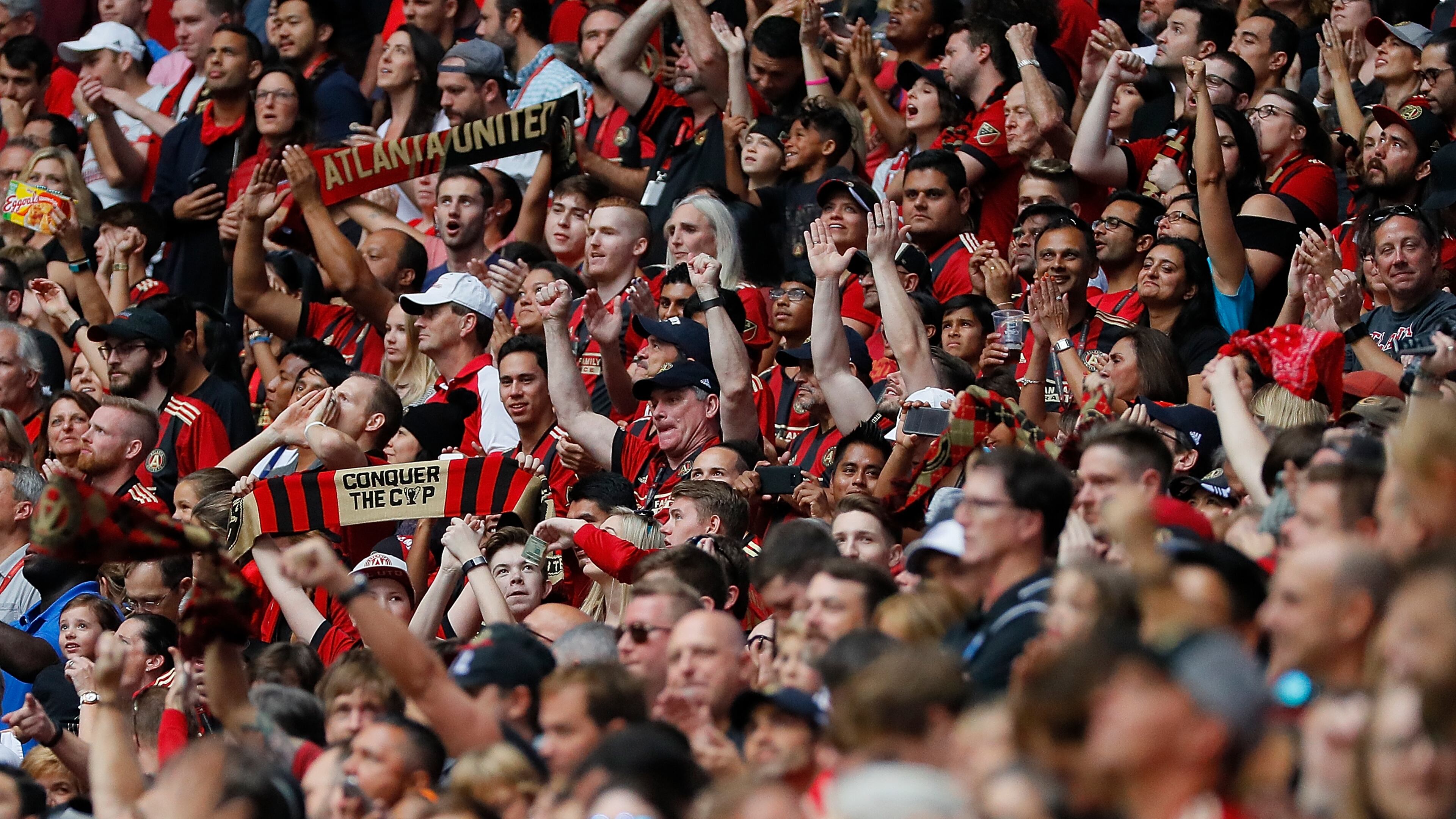 Atlanta United fans make themselves heard during Sunday's regular season-ending game against Toronto FC. (Kevin C. Cox/Getty Images)