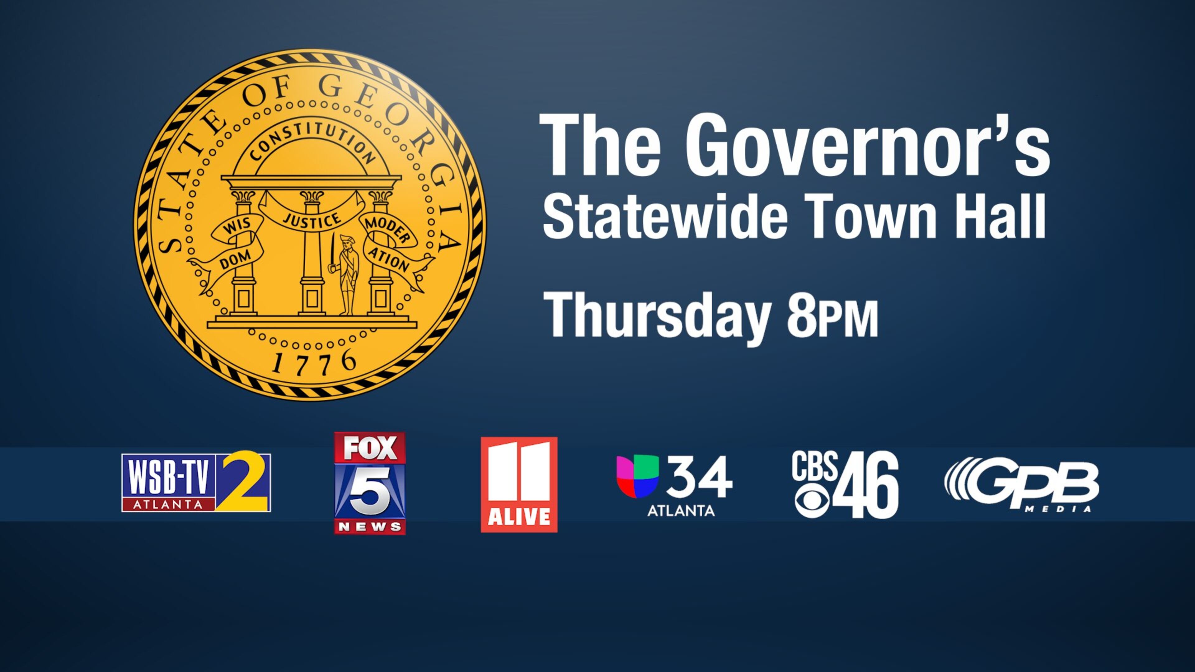 The Governor's Statewide Town Hall will air Thursday at 8 p.m.