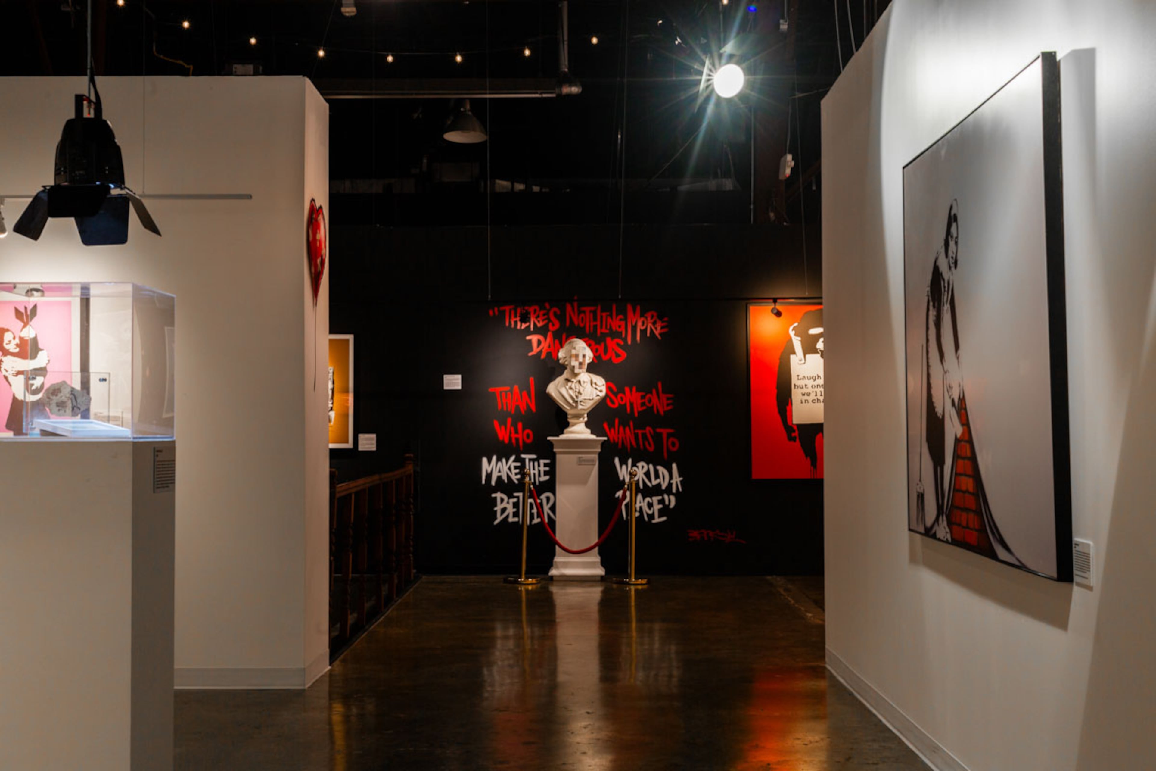 One way to view "The Art of Banksy: Without Limits" is as a concentrated look at how a body of work that once lived in the wild has traveled into the broader visual culture. (Courtesy of SEE Global Entertainment)