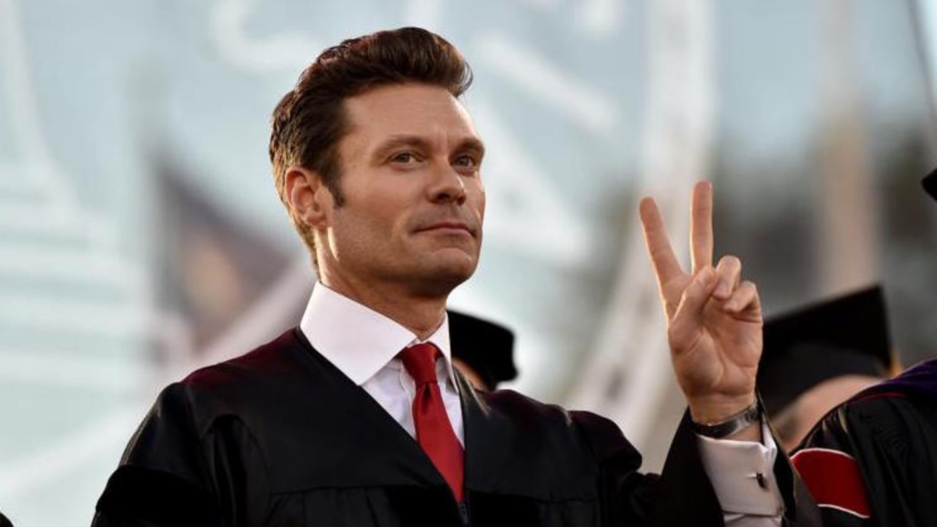 Ryan Seacrest spoke at UGA's 2016 graduation ceremony and received an honorary Doctor of Humane Letters degree. Seacrest, who grew up in Dunwoody, attended UGA briefly before pursuing a broadcasting career. AJC file photo: Brant Sanderlin
