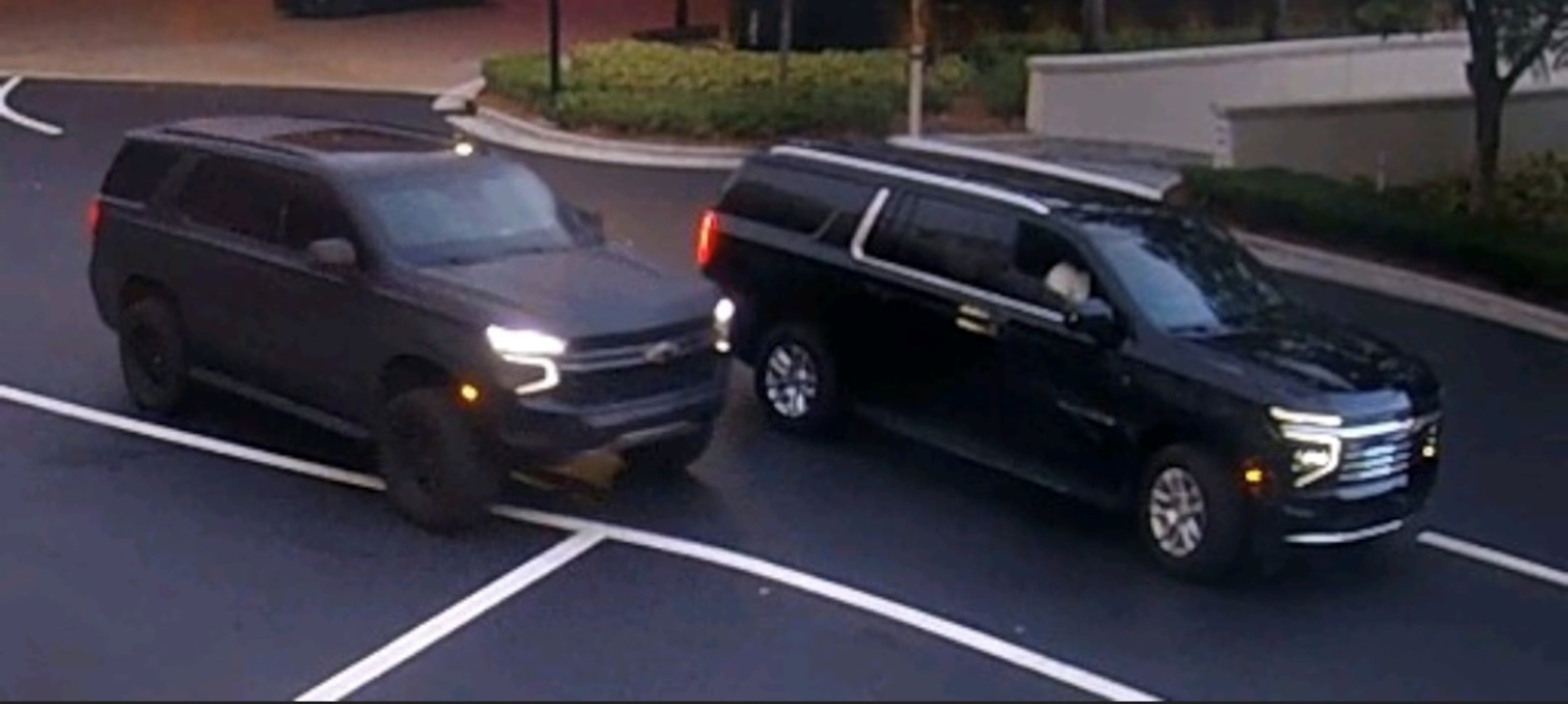 Police say people involved in Offset's shooting fled the scene in these Chevrolet SUVs: a gray Tahoe and a black Suburban. Anyone with information is encouraged to contact the FBI. (Courtesy of the FBI)