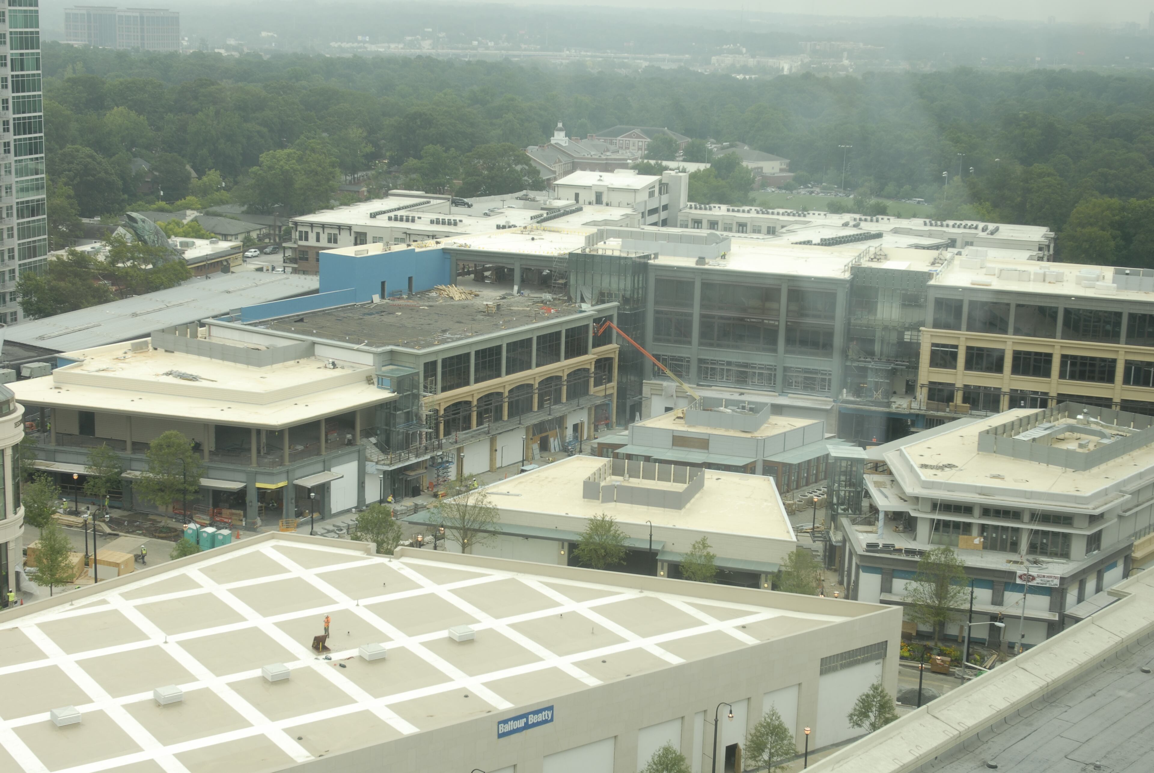 An aerial view of the new headquarters for Spanx in the Buckhead Atlanta development at East Paces Ferry and Peachtree roads.