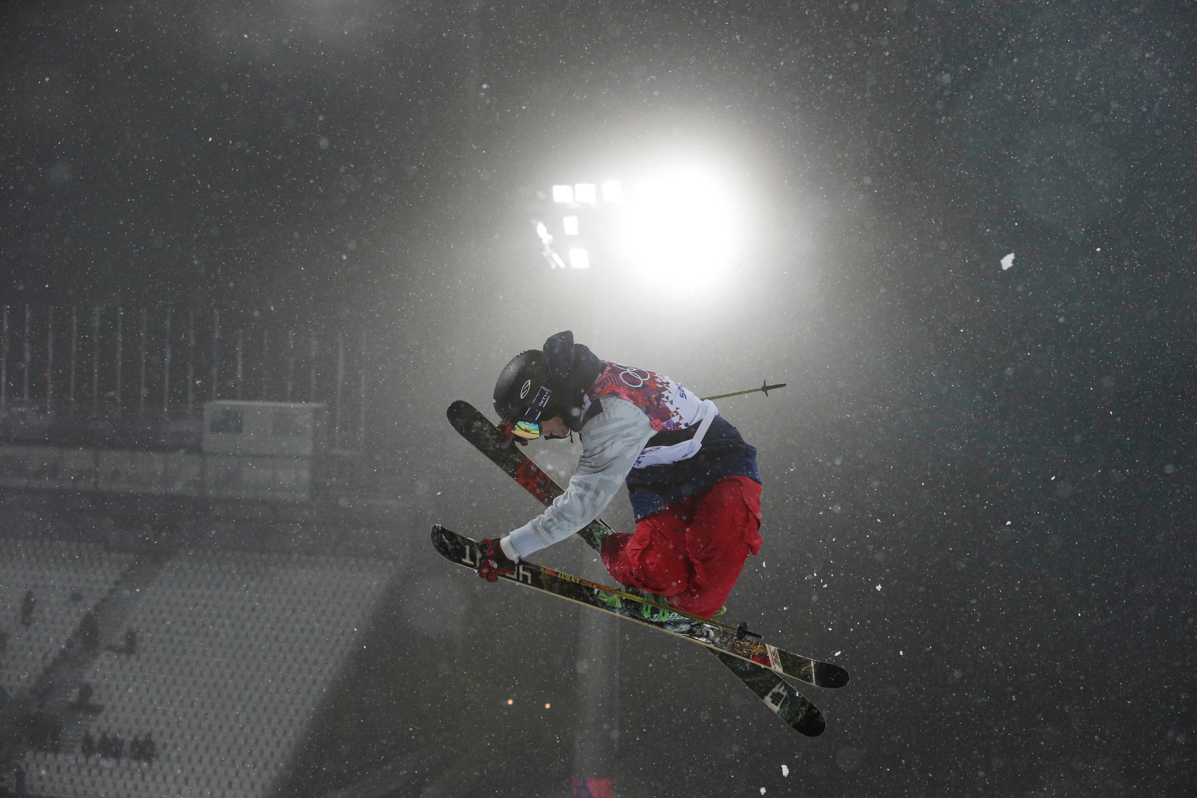 Gold medalist David Wise of the United States gets air during the men's ski halfpipe final at the Rosa Khutor Extreme Park, at the 2014 Winter Olympics, Tuesday, Feb. 18, 2014, in Krasnaya Polyana, Russia. (AP Photo/Andy Wong)