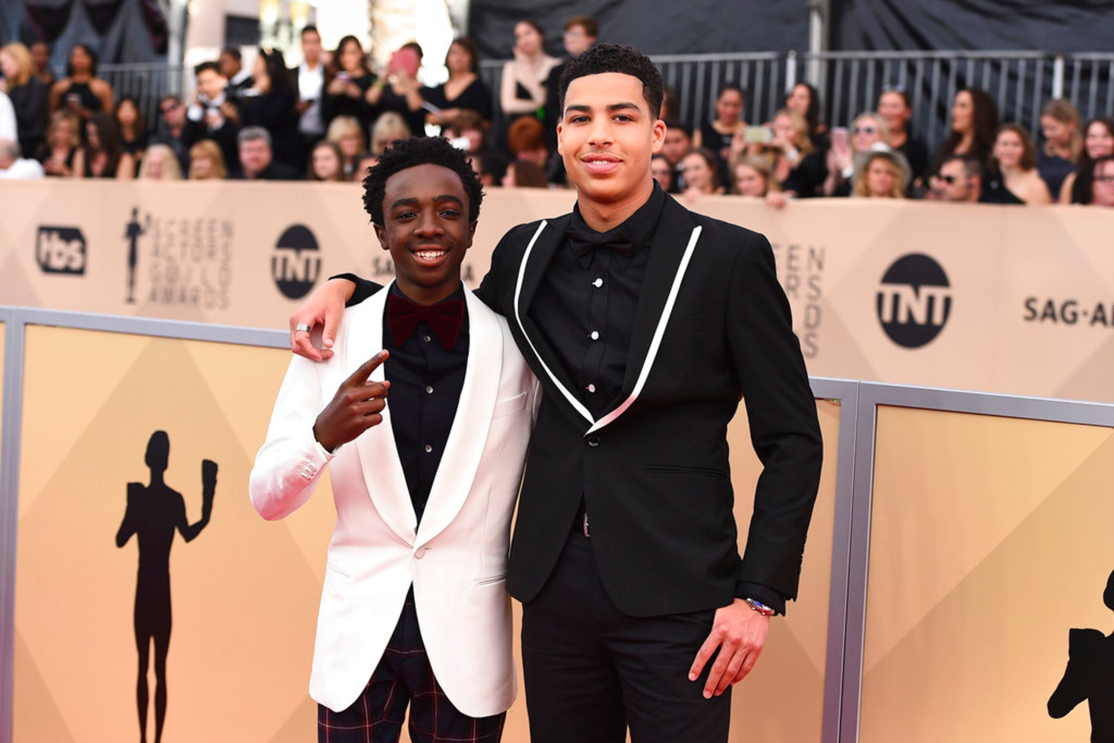 Caleb McLaughlin, left and Marcus Scribner arrive at the 24th annual Screen Actors Guild Awards at the Shrine Auditorium & Expo Hall on Sunday, Jan. 21, 2018, in Los Angeles. (Photo by Jordan Strauss/Invision/AP)