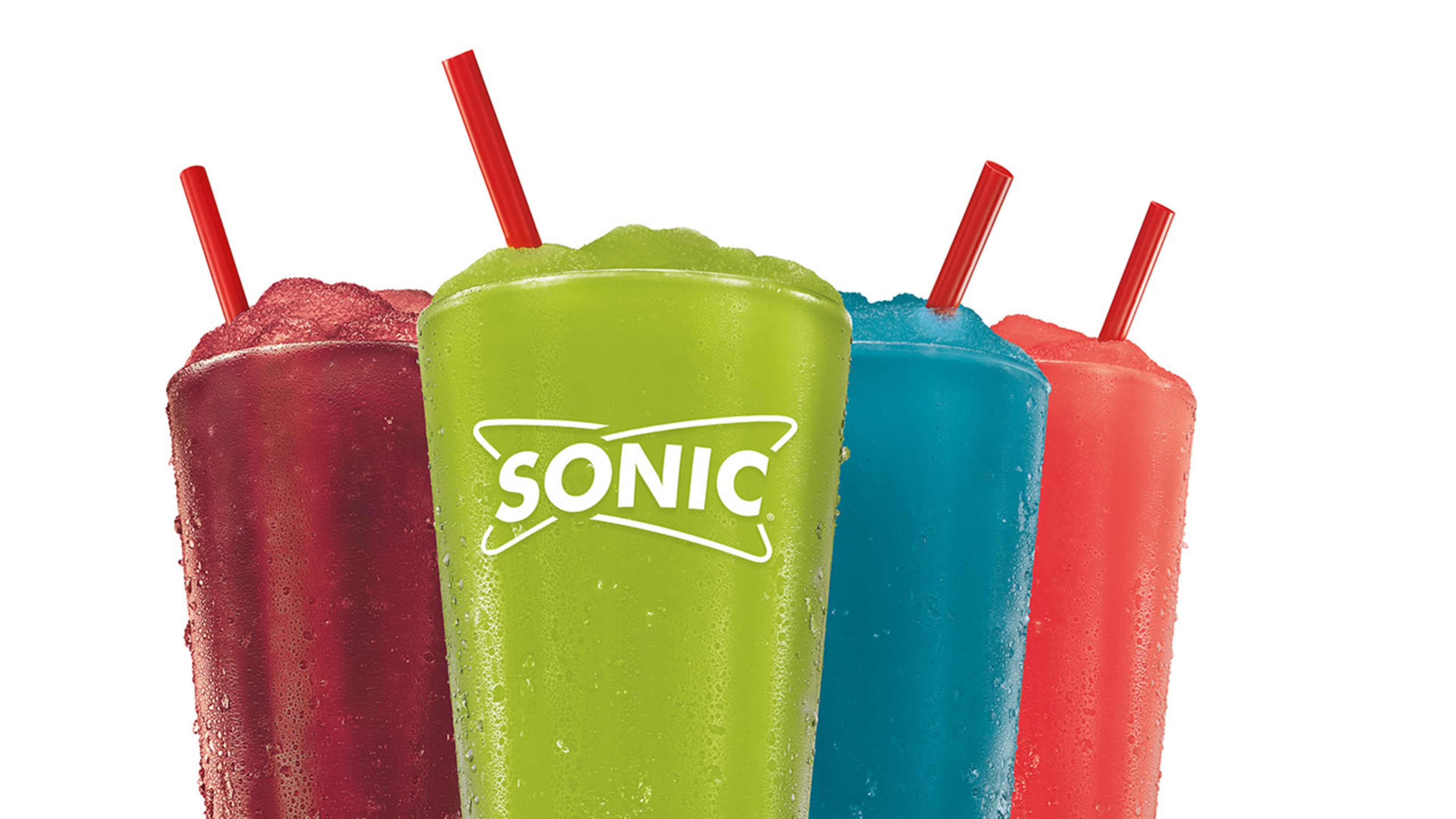 Sonic Drive-In has a new summer Snow Cone Slush lineup that includes (L-R) Tiger's Blood, Pickle Juice, Blue Hawaiian and Bahama Mama (Photo by Sonic via Business Wire)