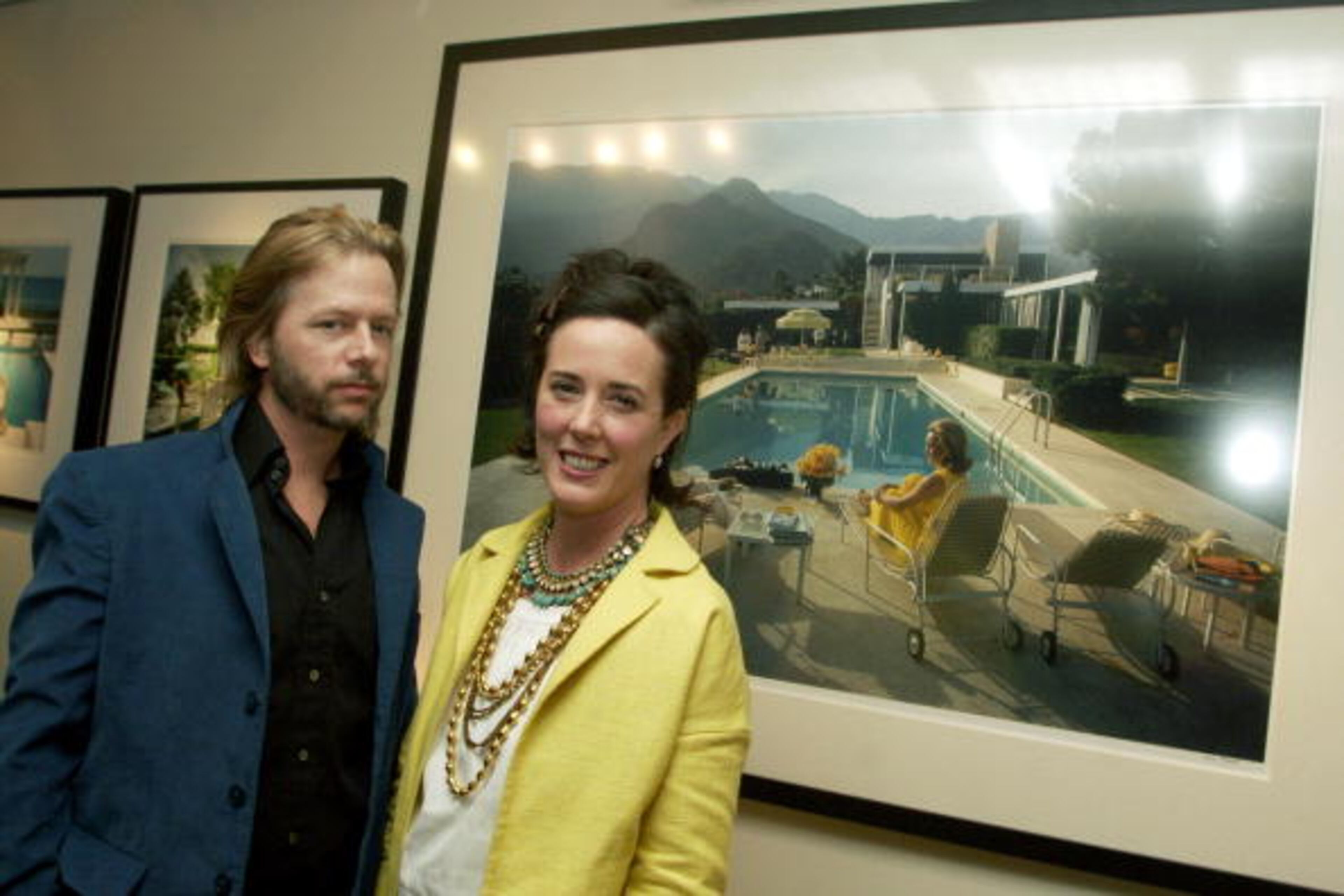 LOS ANGELES , CA - FEBRUARY 16: Comedian David Spade and Kate Spade attend a gallery exhibition of photographer Slim Aarons' work curated by Kate Spade at Fred Segal Cafe on February 16, 2006 in Los Angeles, California. (Photo by Matthew Simmons/Getty Images)